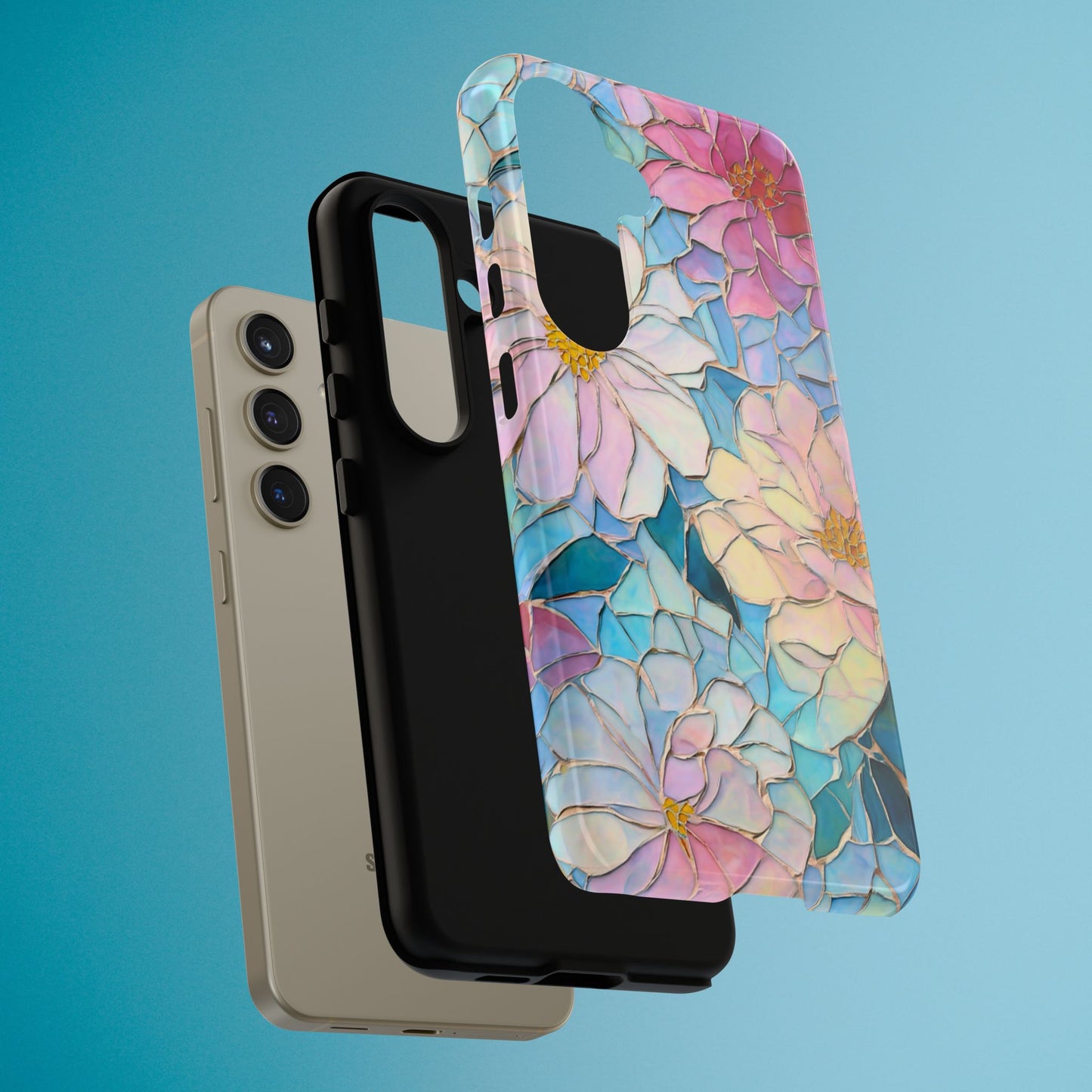 Floral Mosaic Phone Case, Colorful Flower Art Cover, Protective iPhone Samsung Pixel Case, New Phone Accessory, Gift for Friend