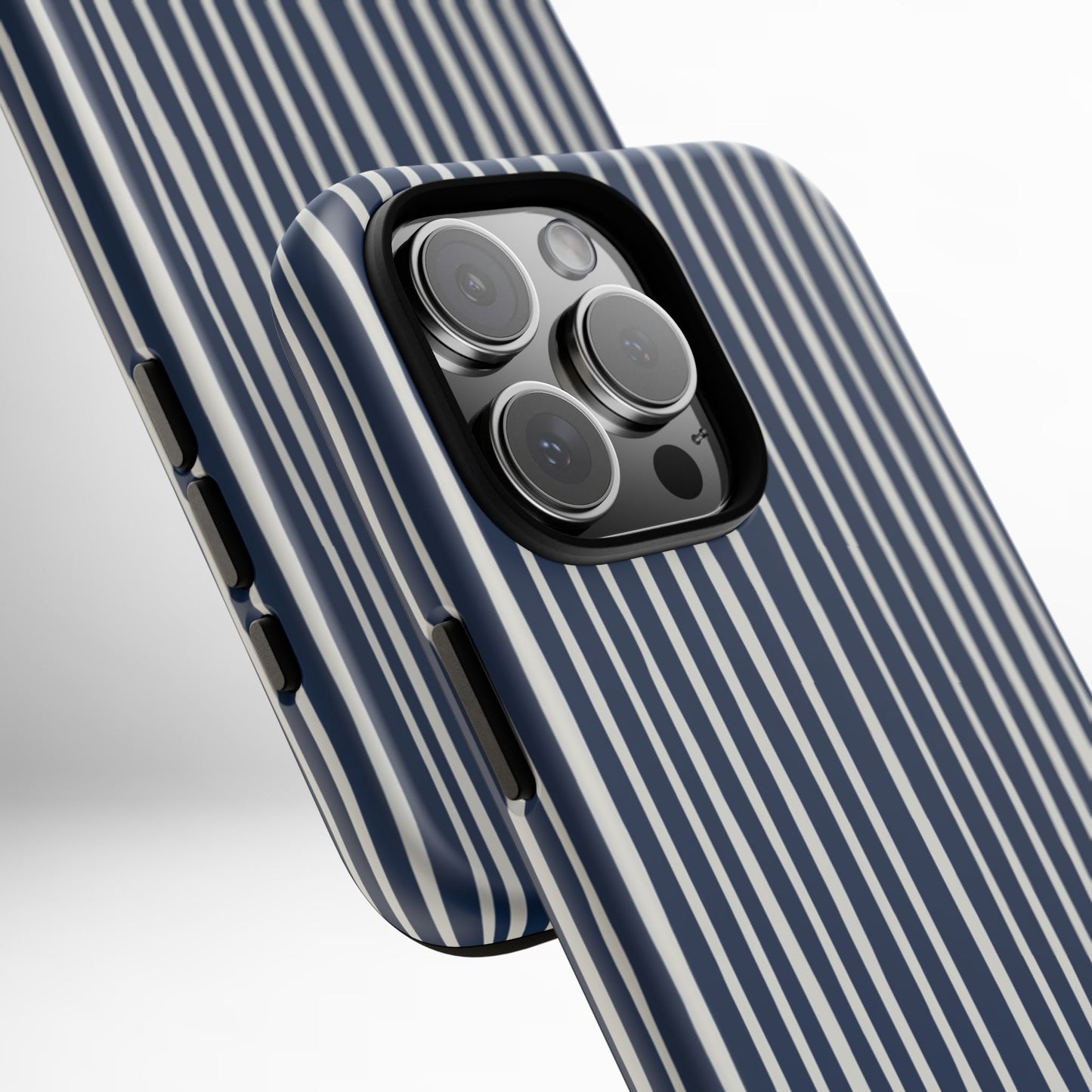 Navy Striped Phone Case | Minimalist Blue and White Stripe Design, Nautical Aesthetic Protective Cover