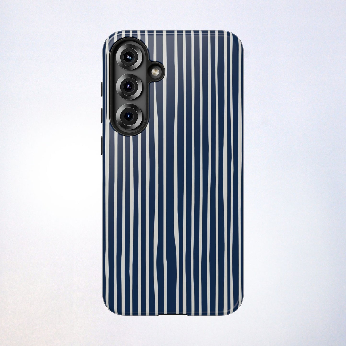 Navy Striped Phone Case | Minimalist Blue and White Stripe Design, Nautical Aesthetic Protective Cover