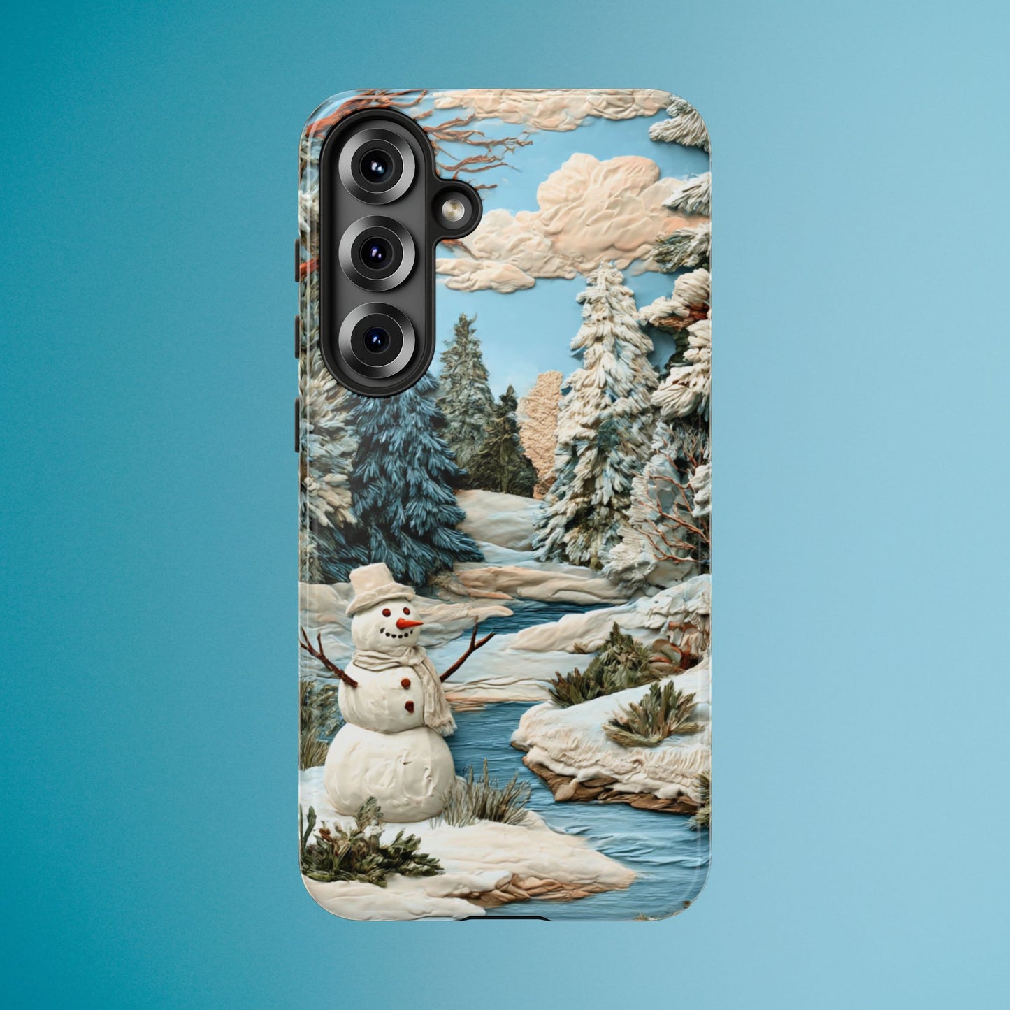 Snowman Winter Scene Phone Case Christmas Holiday Cover for iPhone Samsung Pixel
