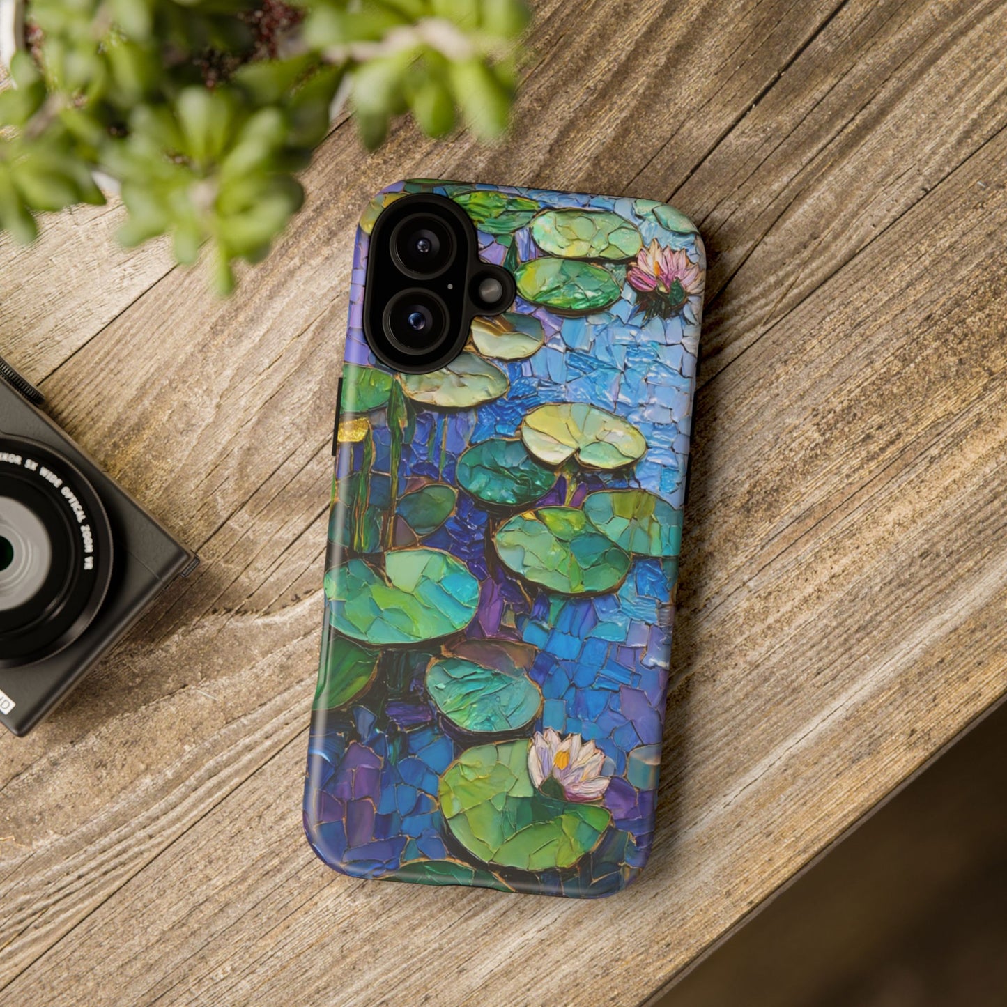 Lily Pad Phone Case, Impressionist Mosaic Botanical Cover, iPhone 15 16 17 Pro Air, Google Pixel 7 8 9 Pro, Samsung S23 S24 S25 S26 Ultra