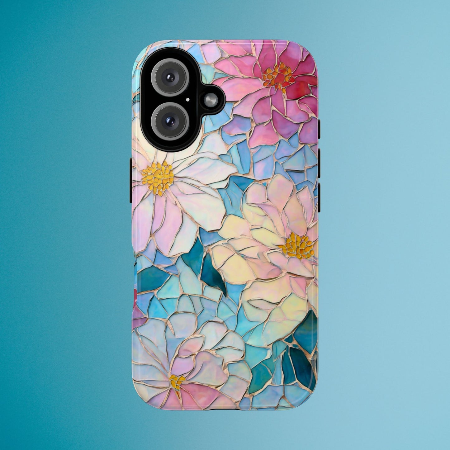 Floral Mosaic Phone Case, Colorful Flower Art Cover, Protective iPhone Samsung Pixel Case, New Phone Accessory, Gift for Friend