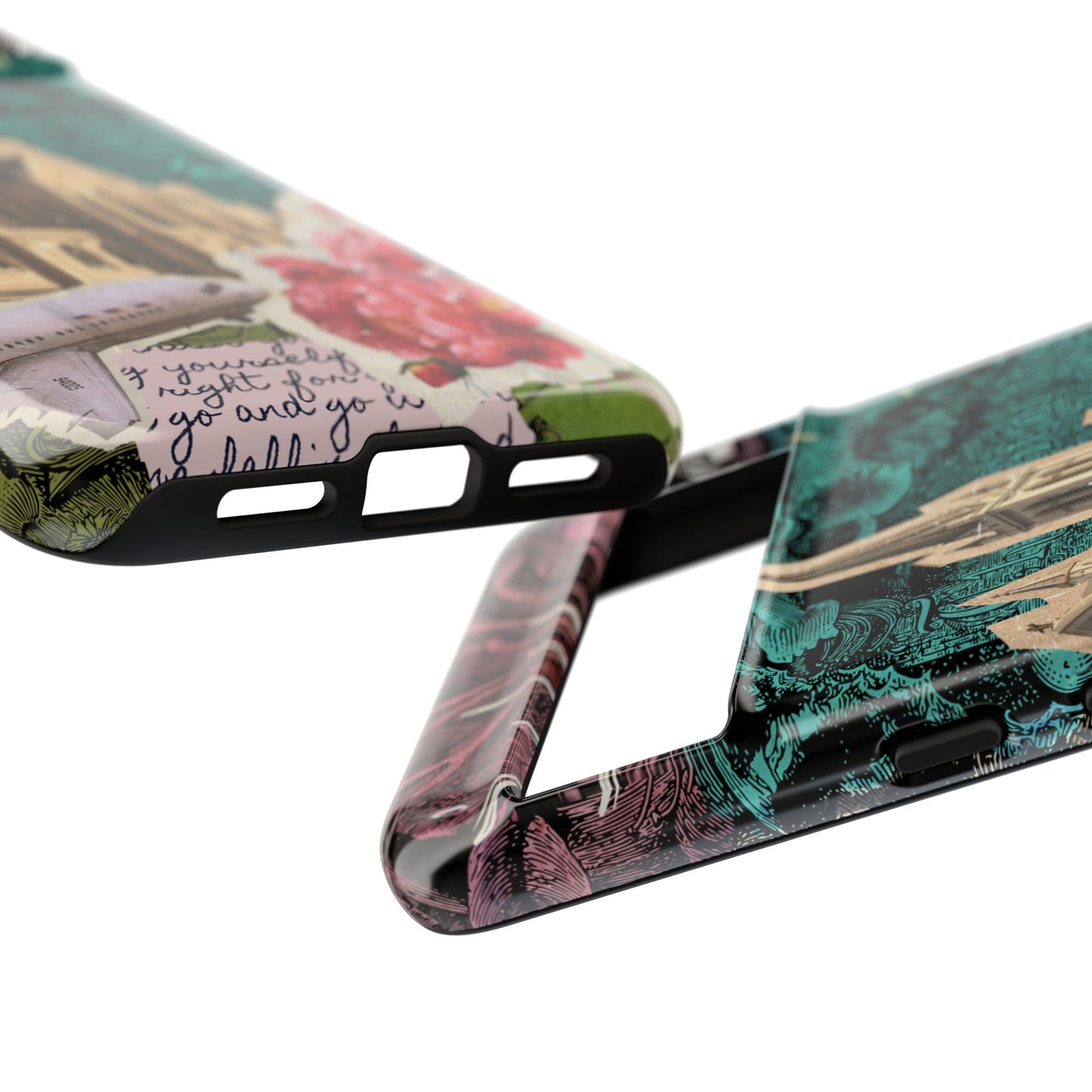 Gothic Cathedral Phone Case, Dark Academia Aesthetic, Fall Floral Art iPhone Samsung Pixel Cover, Scrapbook Vintage Phone Case Design