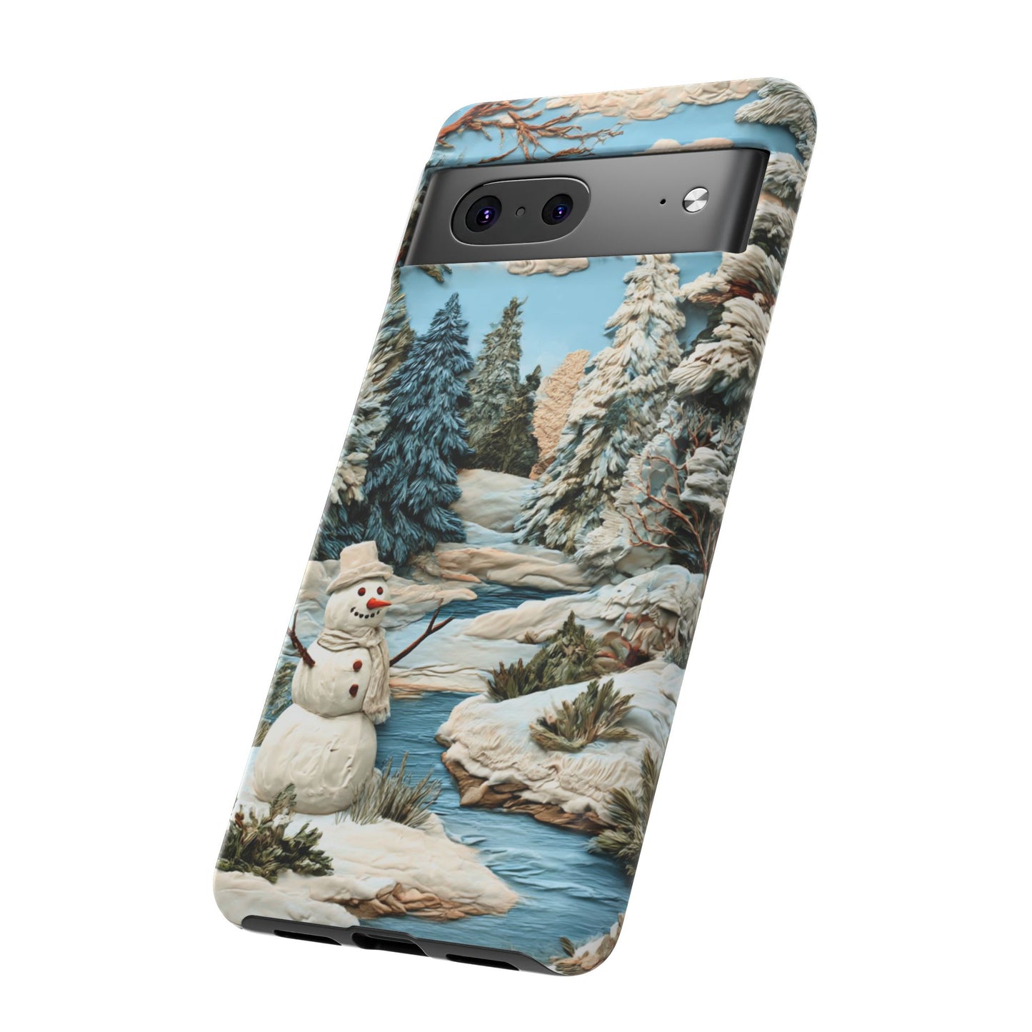 Snowman Winter Scene Phone Case Christmas Holiday Cover for iPhone Samsung Pixel