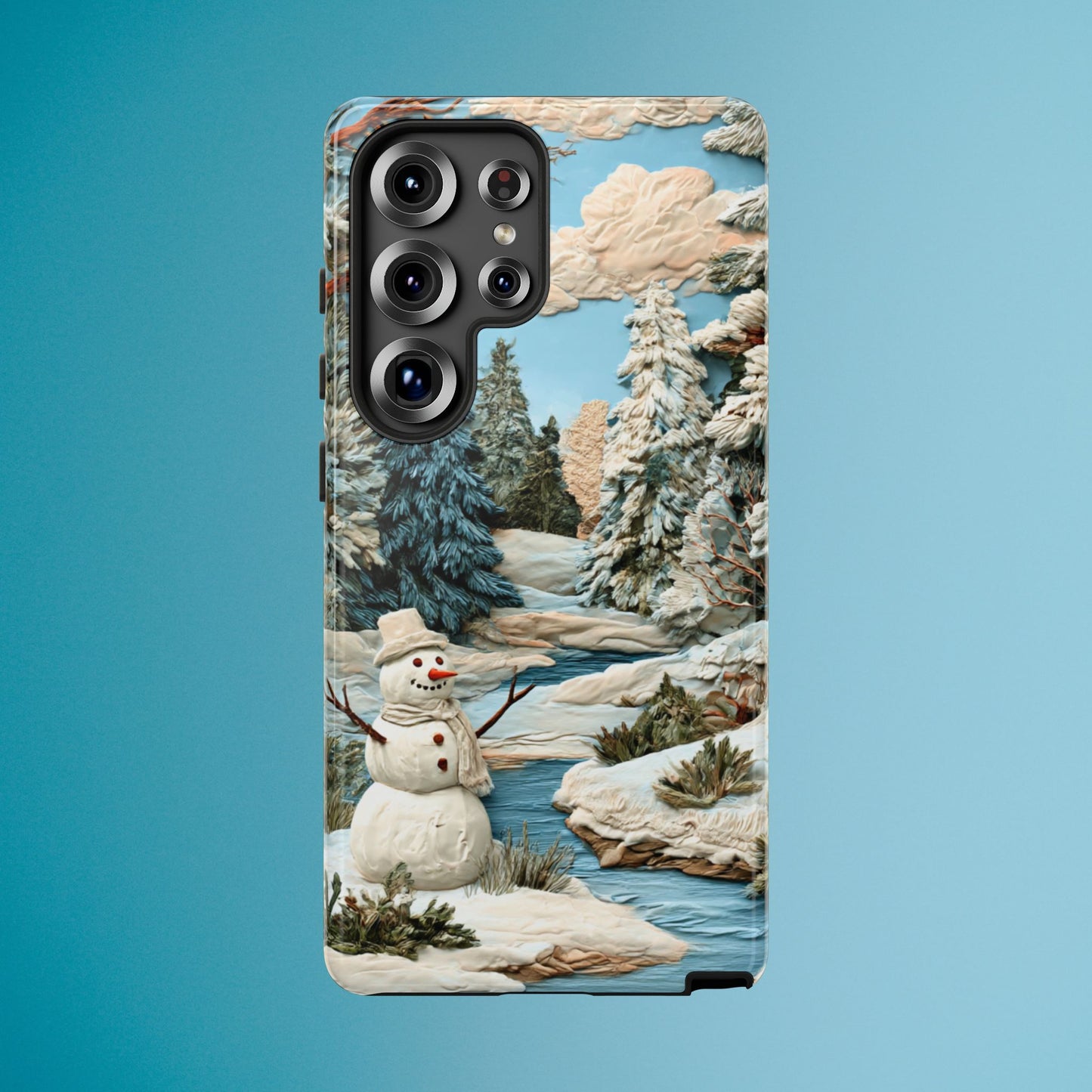 Snowman Winter Scene Phone Case Christmas Holiday Cover for iPhone Samsung Pixel