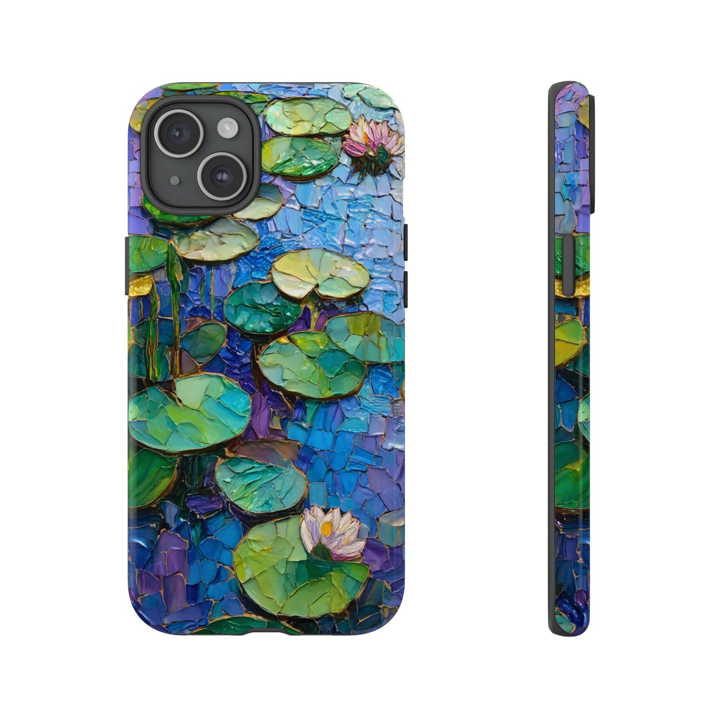 Lily Pad Phone Case, Impressionist Mosaic Botanical Cover, iPhone 15 16 17 Pro Air, Google Pixel 7 8 9 Pro, Samsung S23 S24 S25 S26 Ultra
