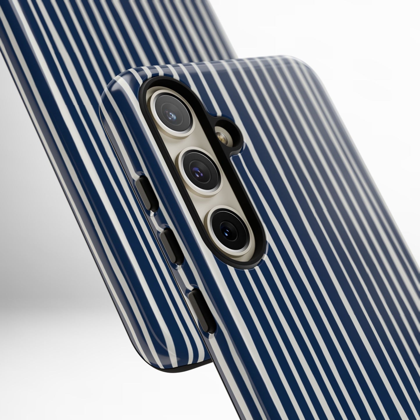 Navy Striped Phone Case | Minimalist Blue and White Stripe Design, Nautical Aesthetic Protective Cover
