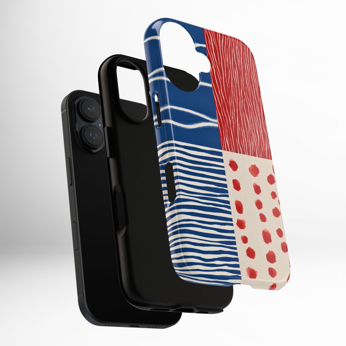 Abstract Geometric Phone Case | Red, Blue & White Pattern Cover for iPhone, Galaxy, Pixel