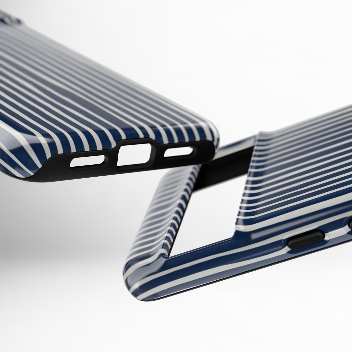 Navy Striped Phone Case | Minimalist Blue and White Stripe Design, Nautical Aesthetic Protective Cover