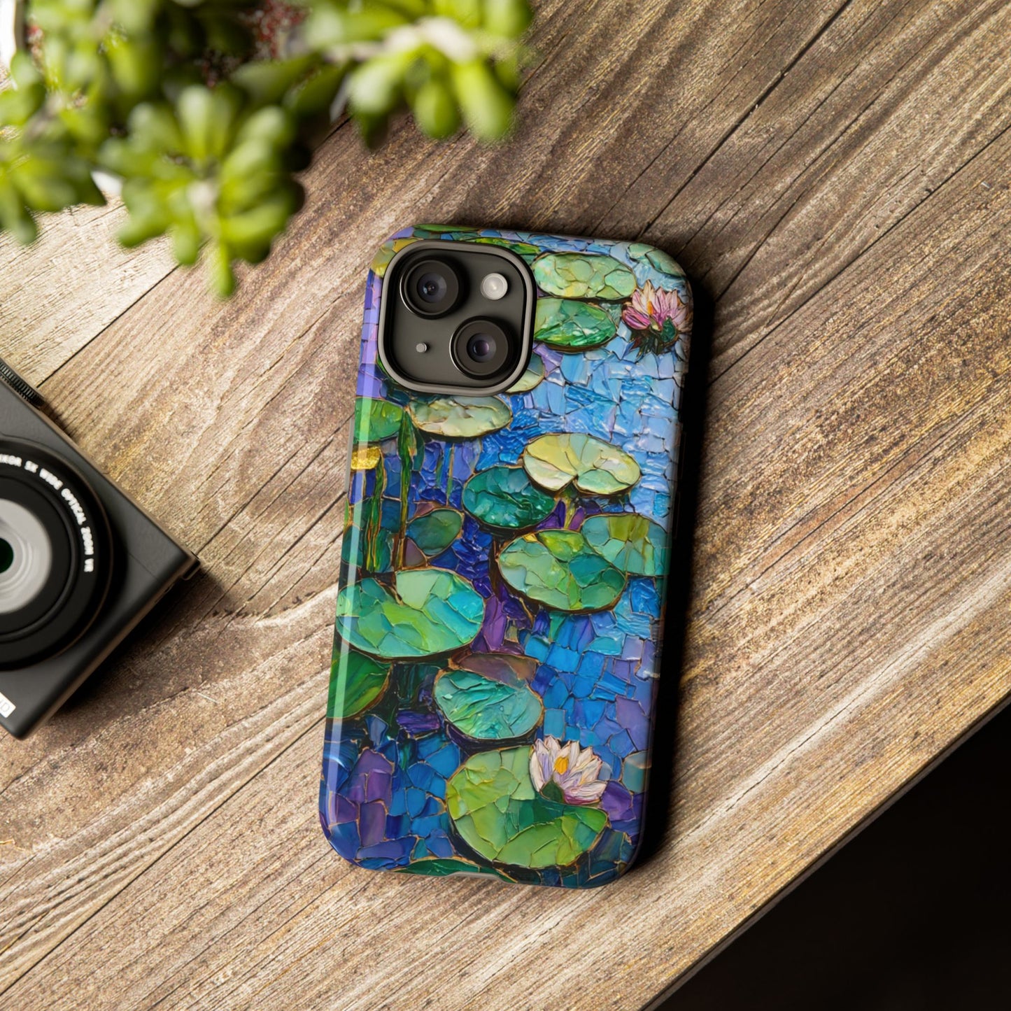 Lily Pad Phone Case, Impressionist Mosaic Botanical Cover, iPhone 15 16 17 Pro Air, Google Pixel 7 8 9 Pro, Samsung S23 S24 S25 S26 Ultra