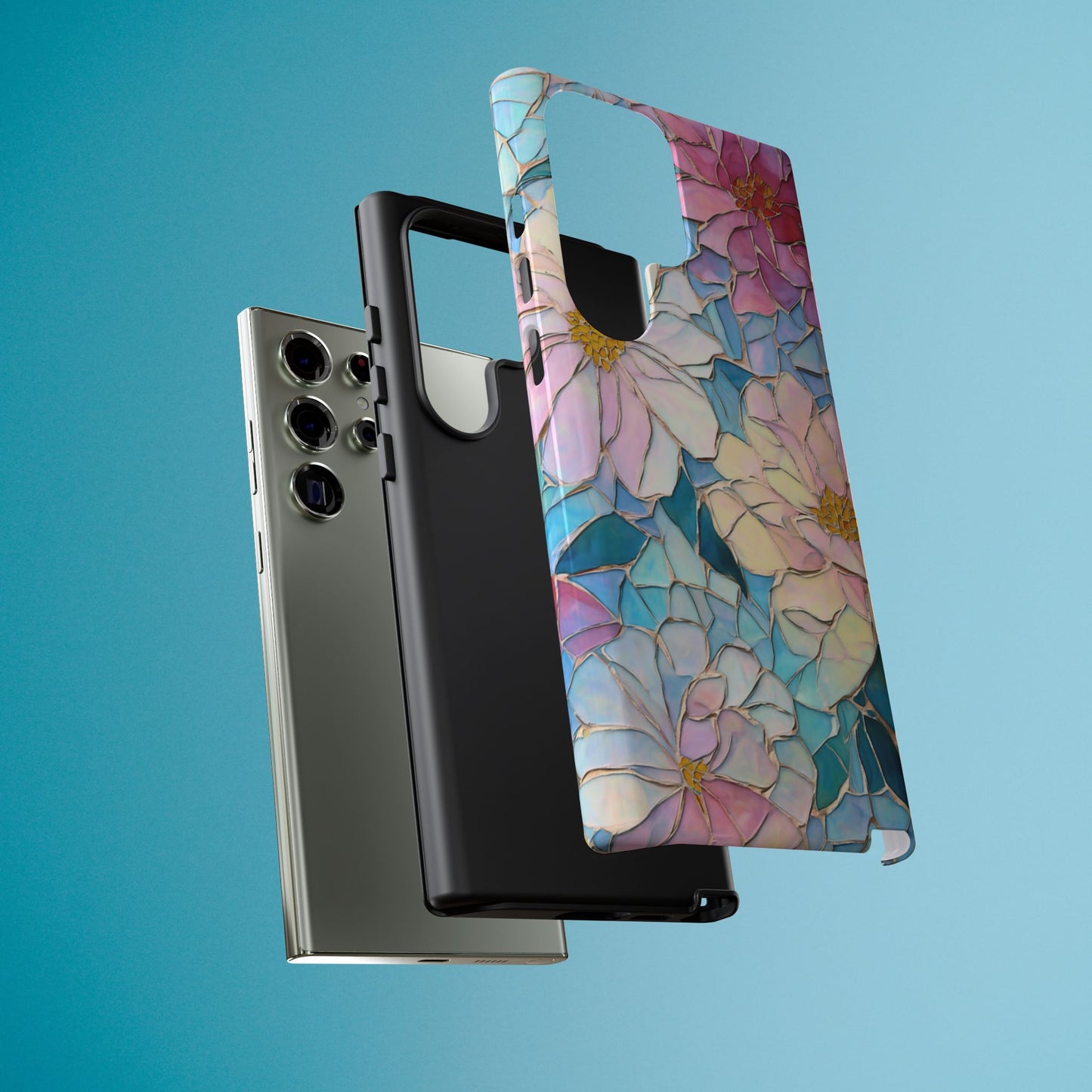 Floral Mosaic Phone Case, Colorful Flower Art Cover, Protective iPhone Samsung Pixel Case, New Phone Accessory, Gift for Friend