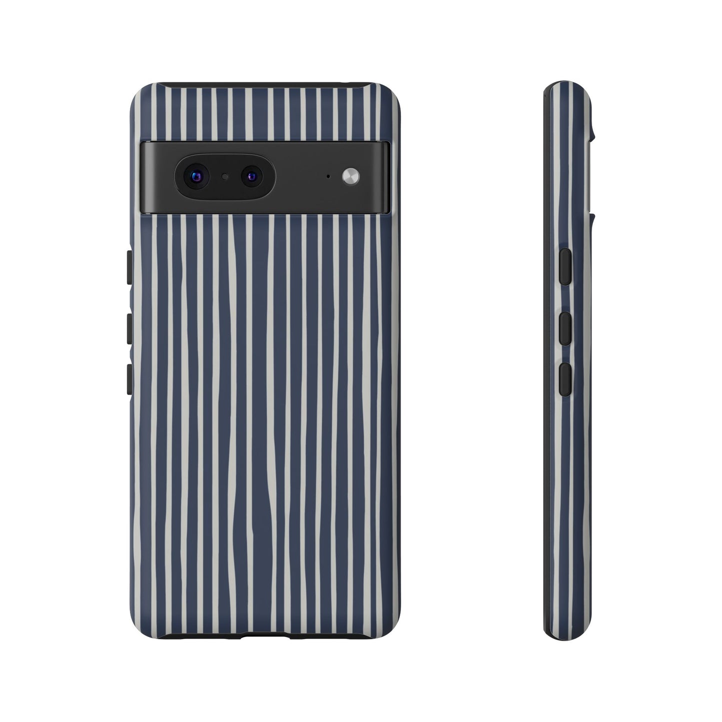 Navy Striped Phone Case | Minimalist Blue and White Stripe Design, Nautical Aesthetic Protective Cover