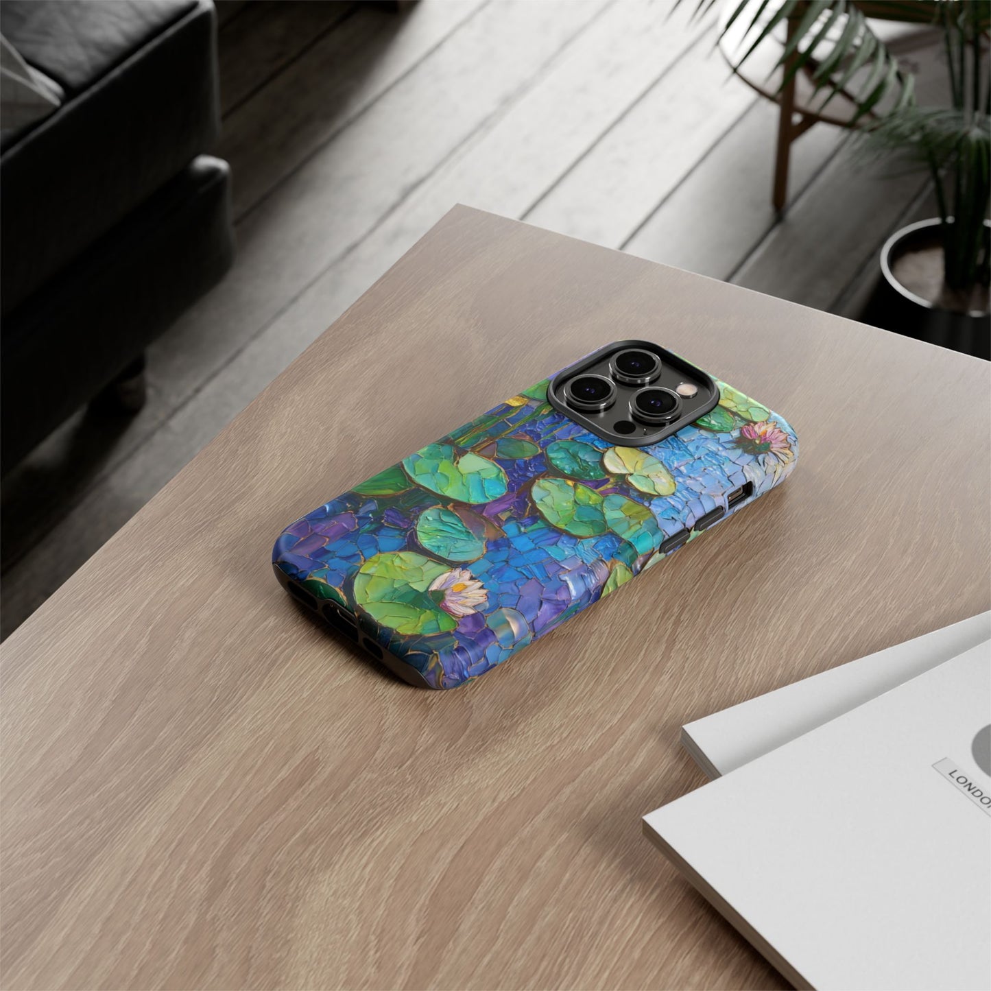 Lily Pad Phone Case, Impressionist Mosaic Botanical Cover, iPhone 15 16 17 Pro Air, Google Pixel 7 8 9 Pro, Samsung S23 S24 S25 S26 Ultra