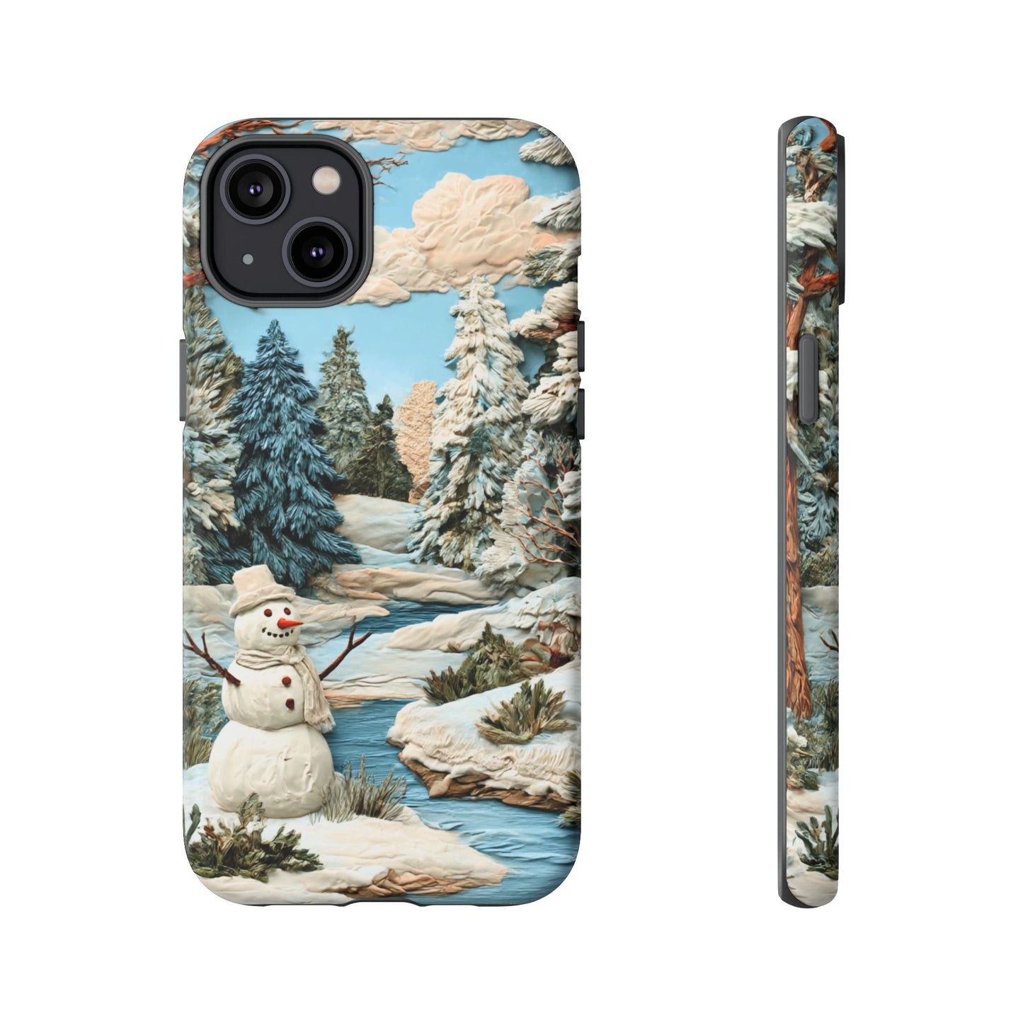 Snowman Winter Scene Phone Case Christmas Holiday Cover for iPhone Samsung Pixel