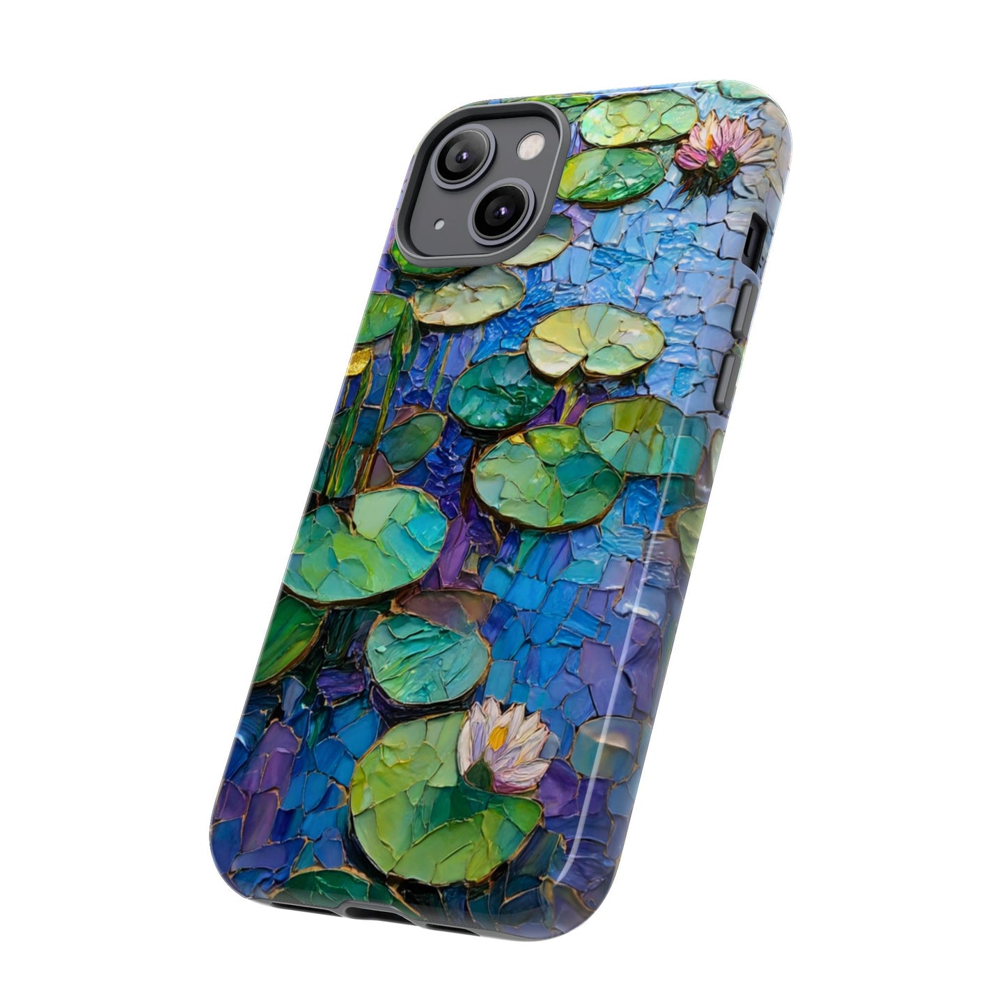 Lily Pad Phone Case, Impressionist Mosaic Botanical Cover, iPhone 15 16 17 Pro Air, Google Pixel 7 8 9 Pro, Samsung S23 S24 S25 S26 Ultra