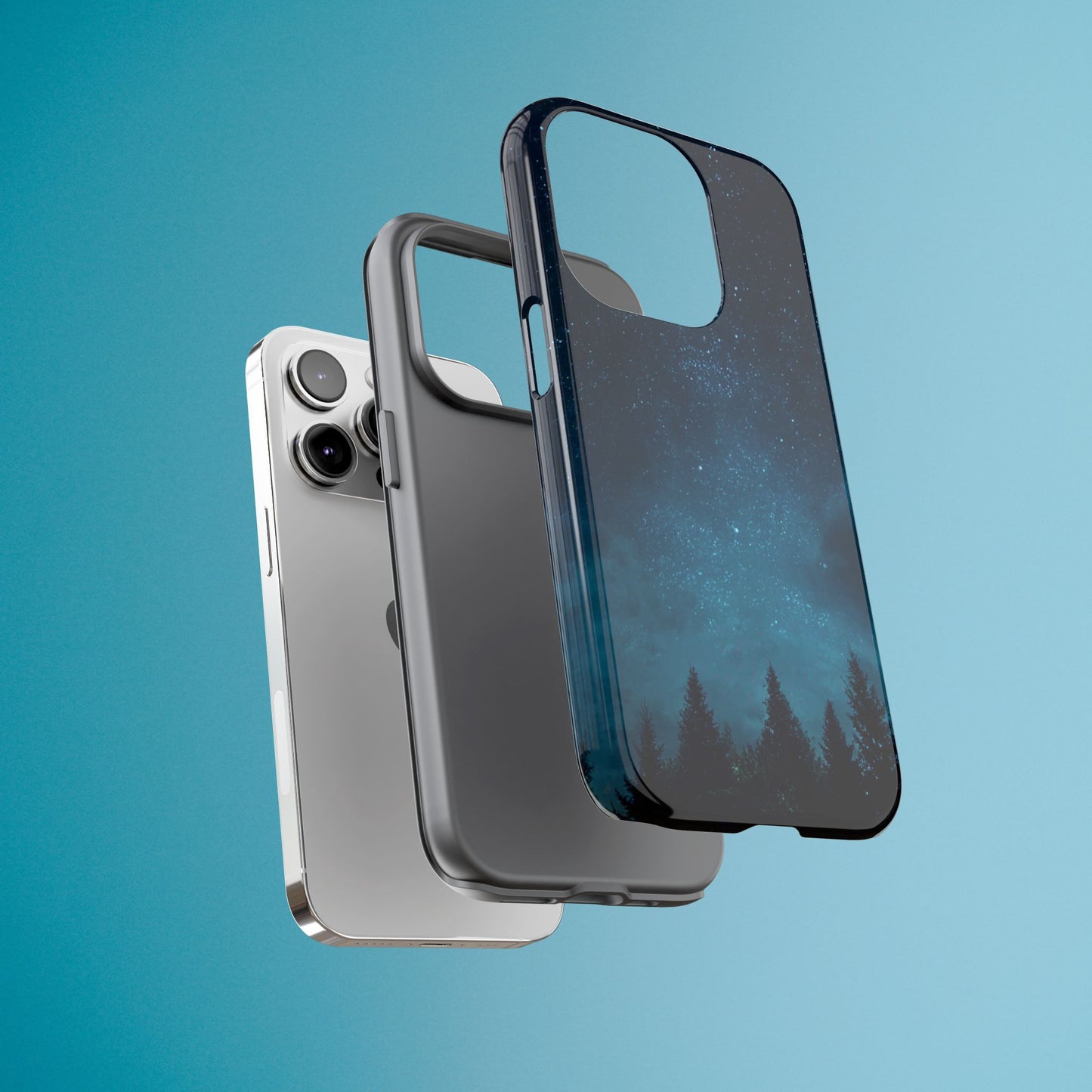 Dark Starry Night Phone Case - Winter Theme Phone Cover for iPhone, Pixel and Samsung Galaxy Models