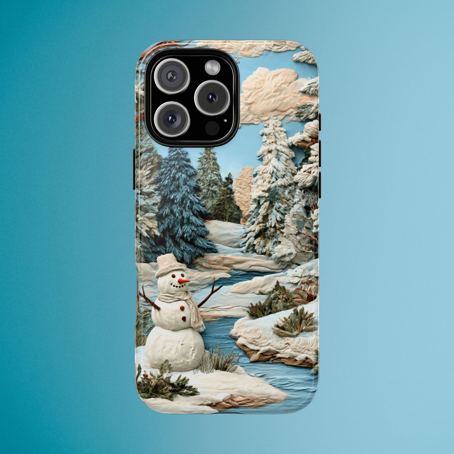 Snowman Winter Scene Phone Case Christmas Holiday Cover for iPhone Samsung Pixel