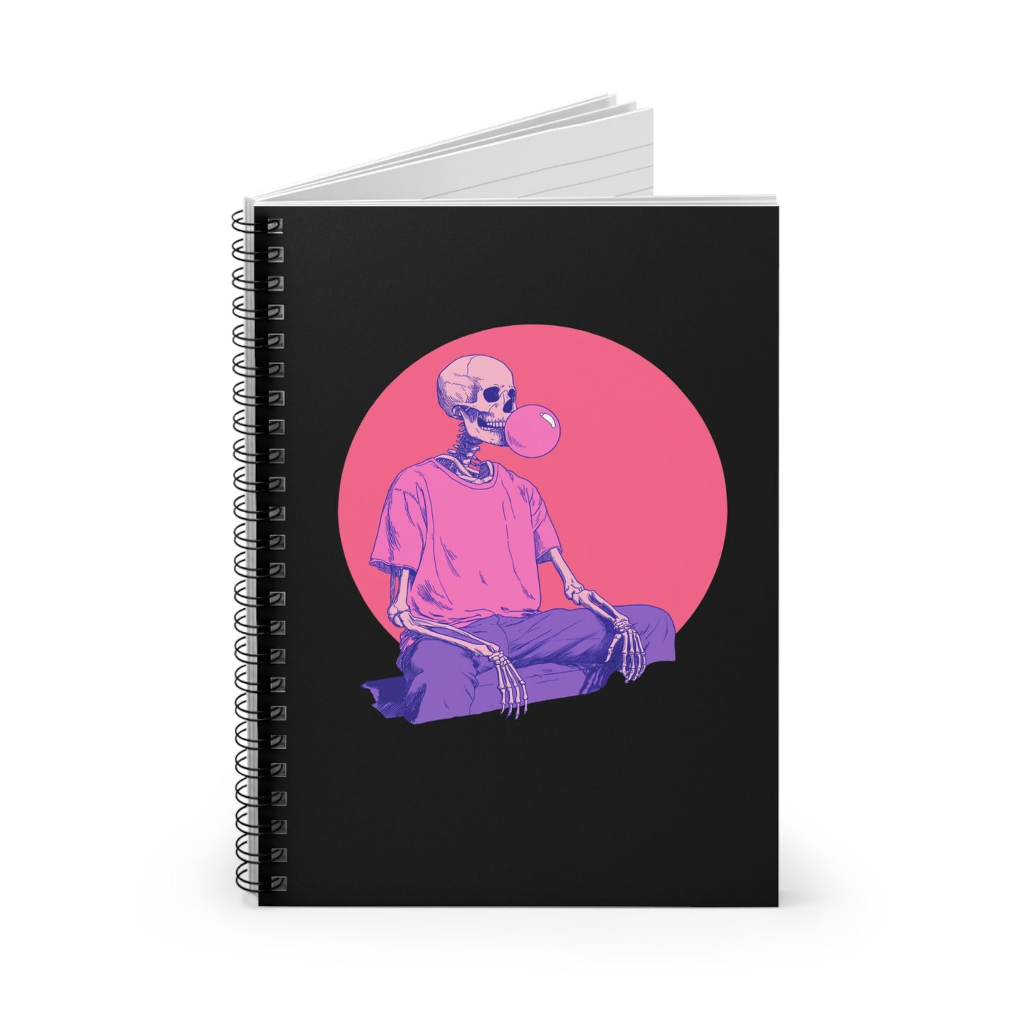 Skeleton Bubblegum Notebook, Trendy Spiral Journal, Back to School Supplies, Funny Aesthetic Stationery, Art Student Gift