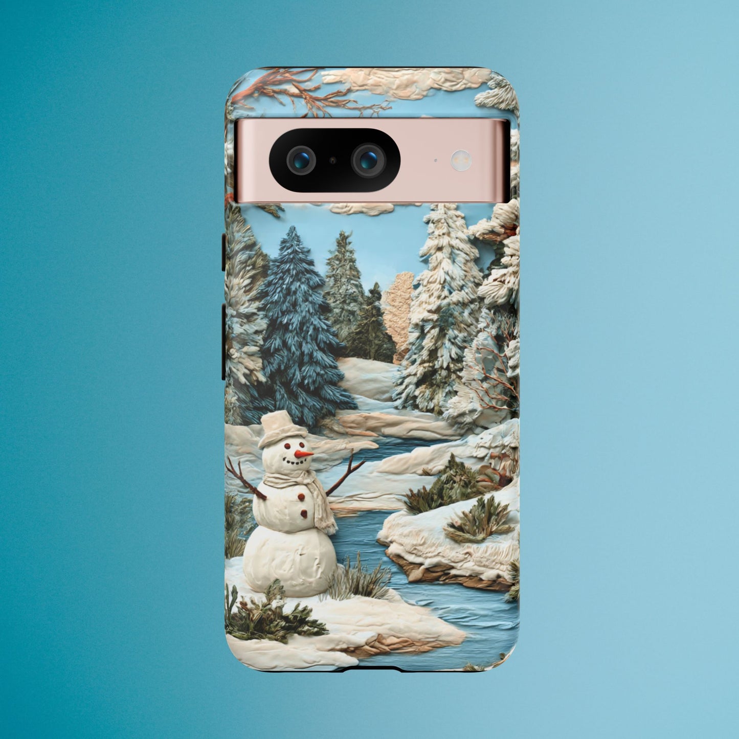 Snowman Winter Scene Phone Case Christmas Holiday Cover for iPhone Samsung Pixel