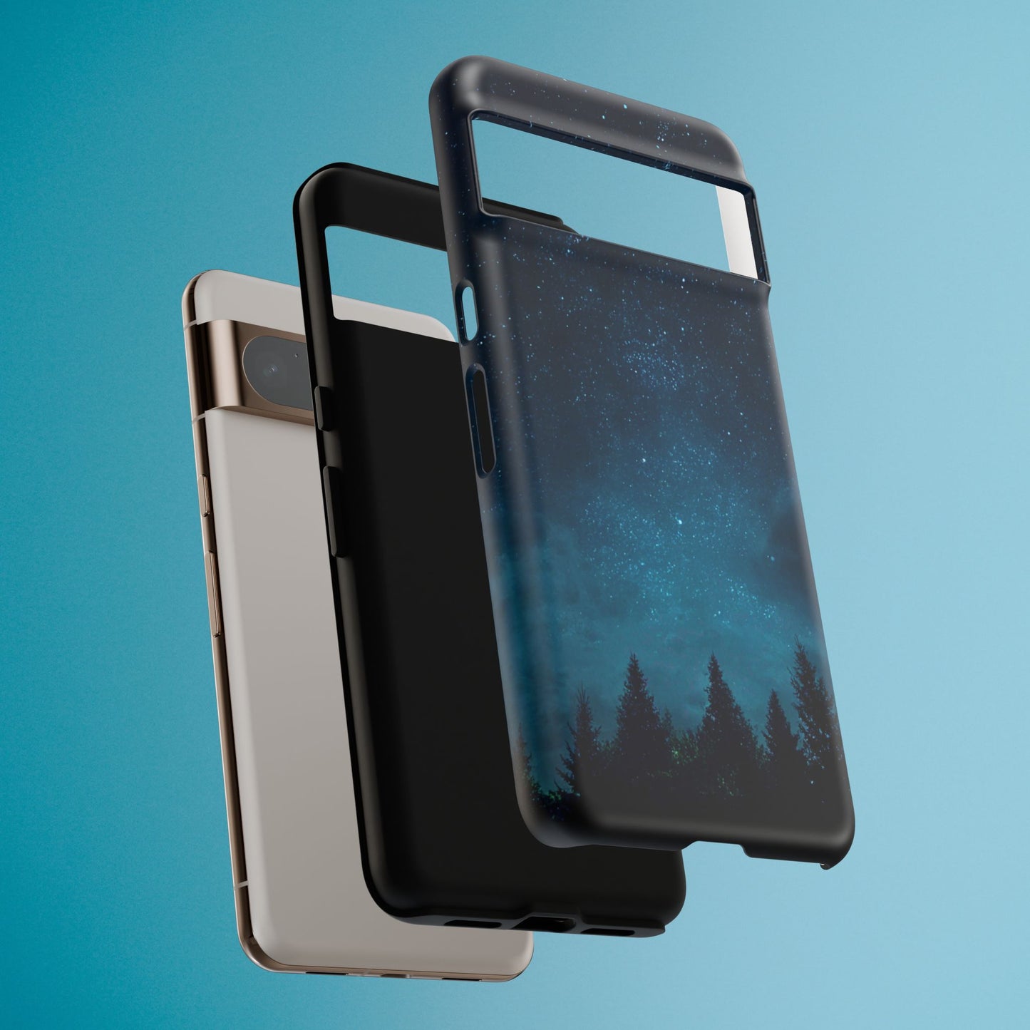 Dark Starry Night Phone Case - Winter Theme Phone Cover for iPhone, Pixel and Samsung Galaxy Models