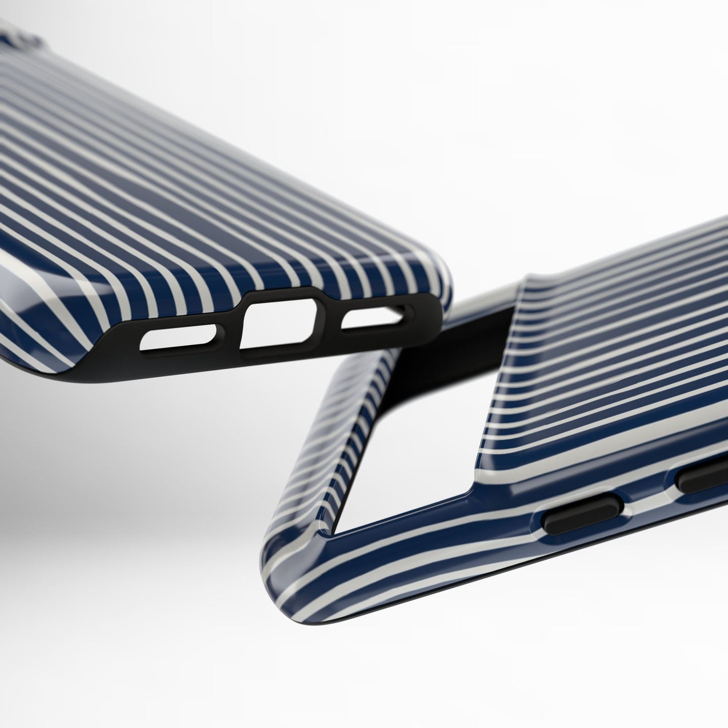 Navy Striped Phone Case | Minimalist Blue and White Stripe Design, Nautical Aesthetic Protective Cover