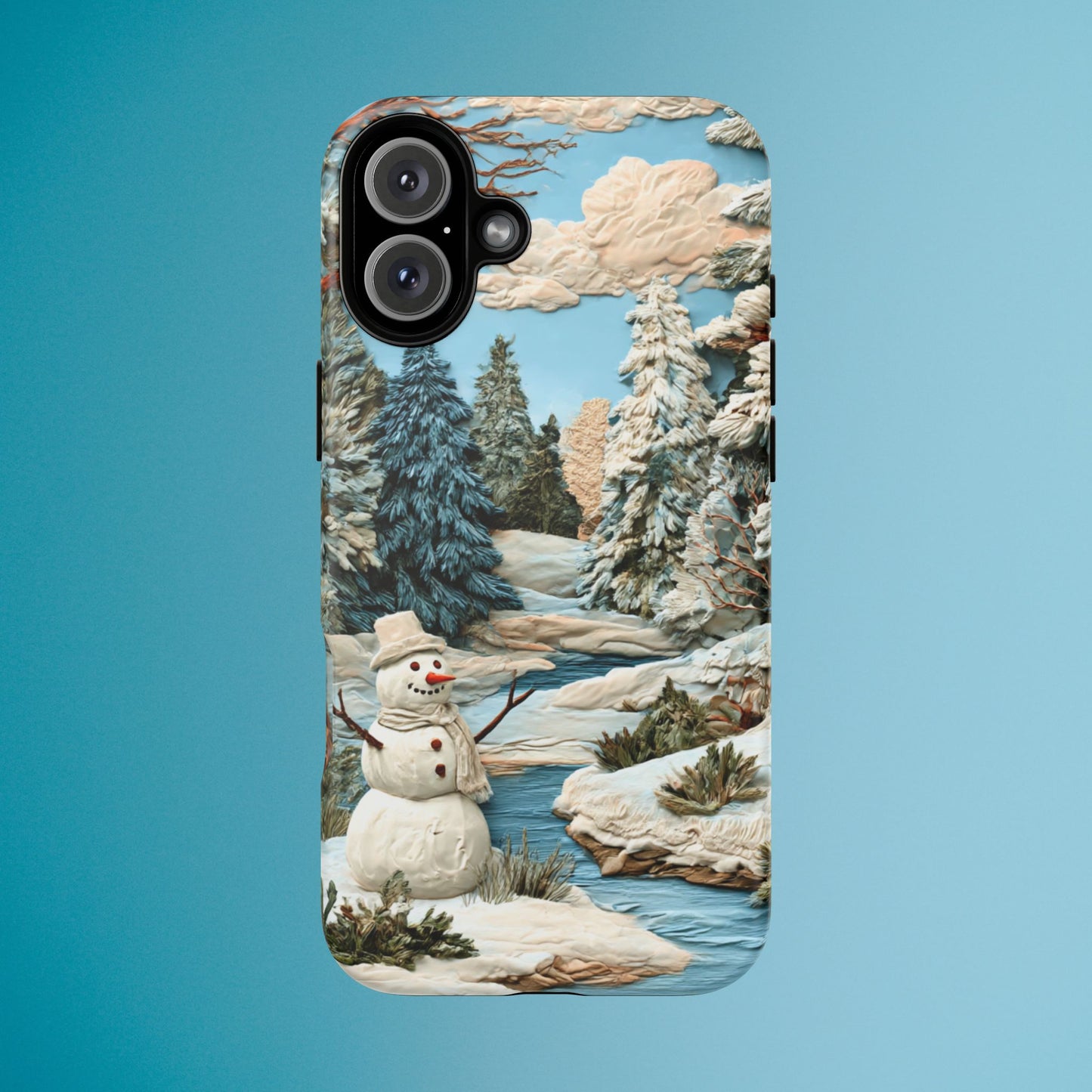Snowman Winter Scene Phone Case Christmas Holiday Cover for iPhone Samsung Pixel