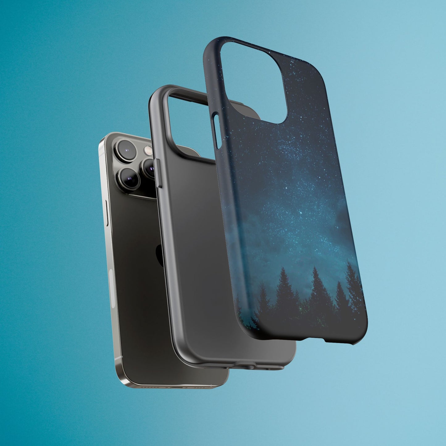 Dark Starry Night Phone Case - Winter Theme Phone Cover for iPhone, Pixel and Samsung Galaxy Models