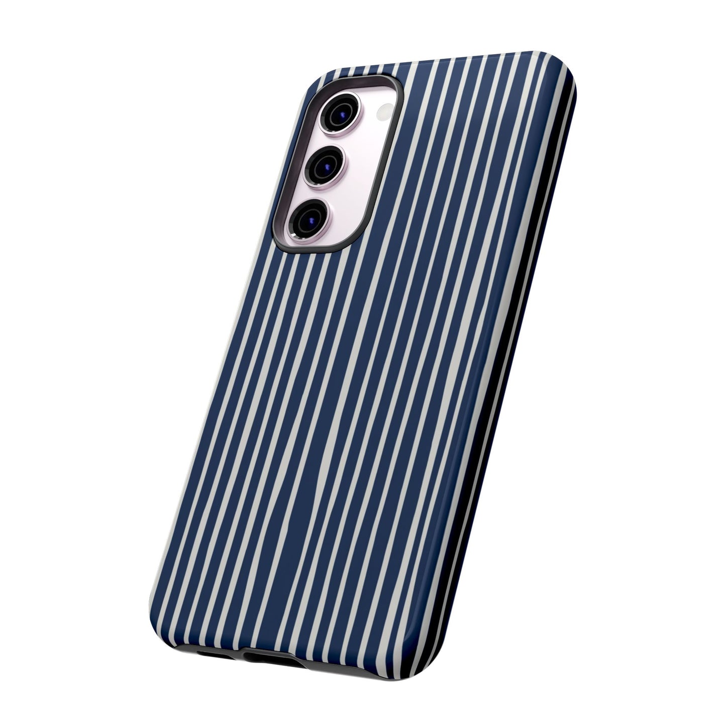 Navy Striped Phone Case | Minimalist Blue and White Stripe Design, Nautical Aesthetic Protective Cover