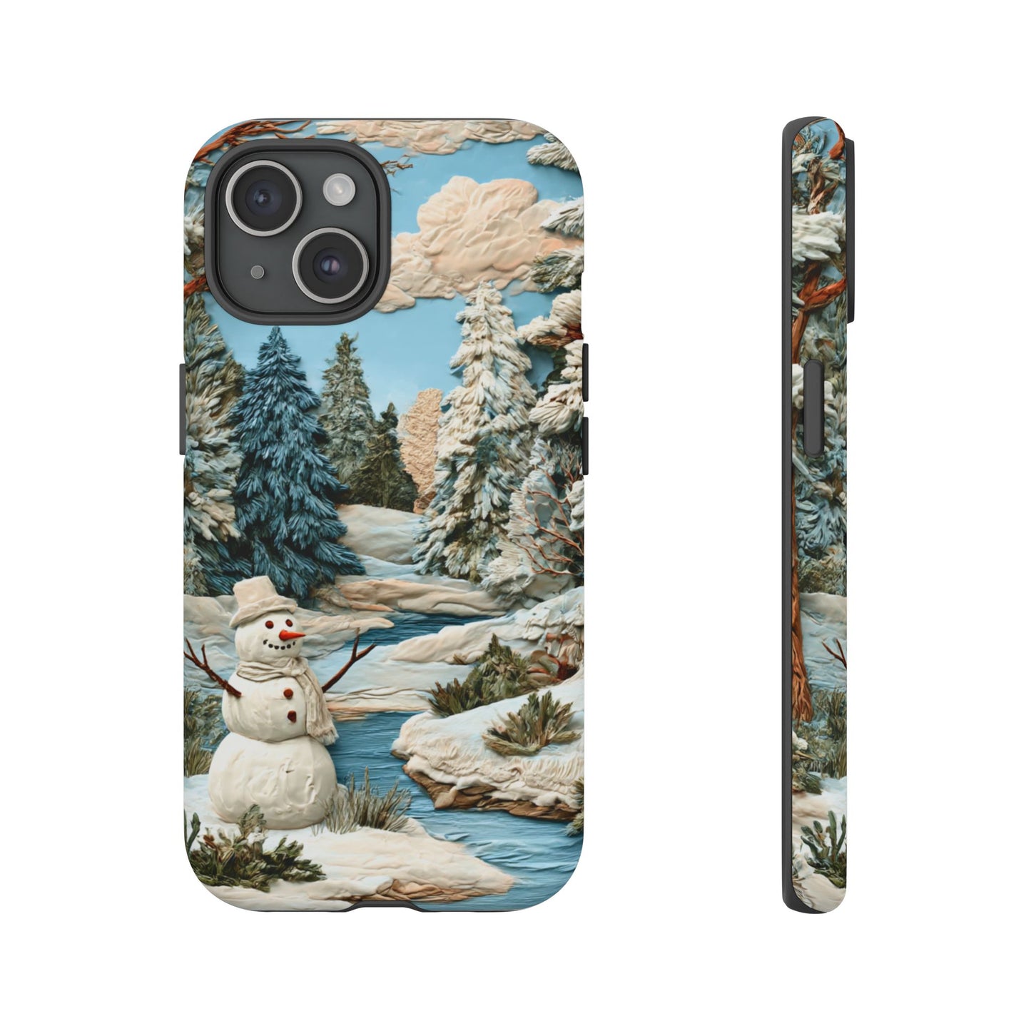 Snowman Winter Scene Phone Case Christmas Holiday Cover for iPhone Samsung Pixel
