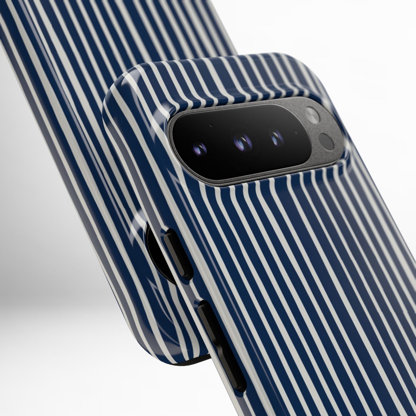 Navy Striped Phone Case | Minimalist Blue and White Stripe Design, Nautical Aesthetic Protective Cover