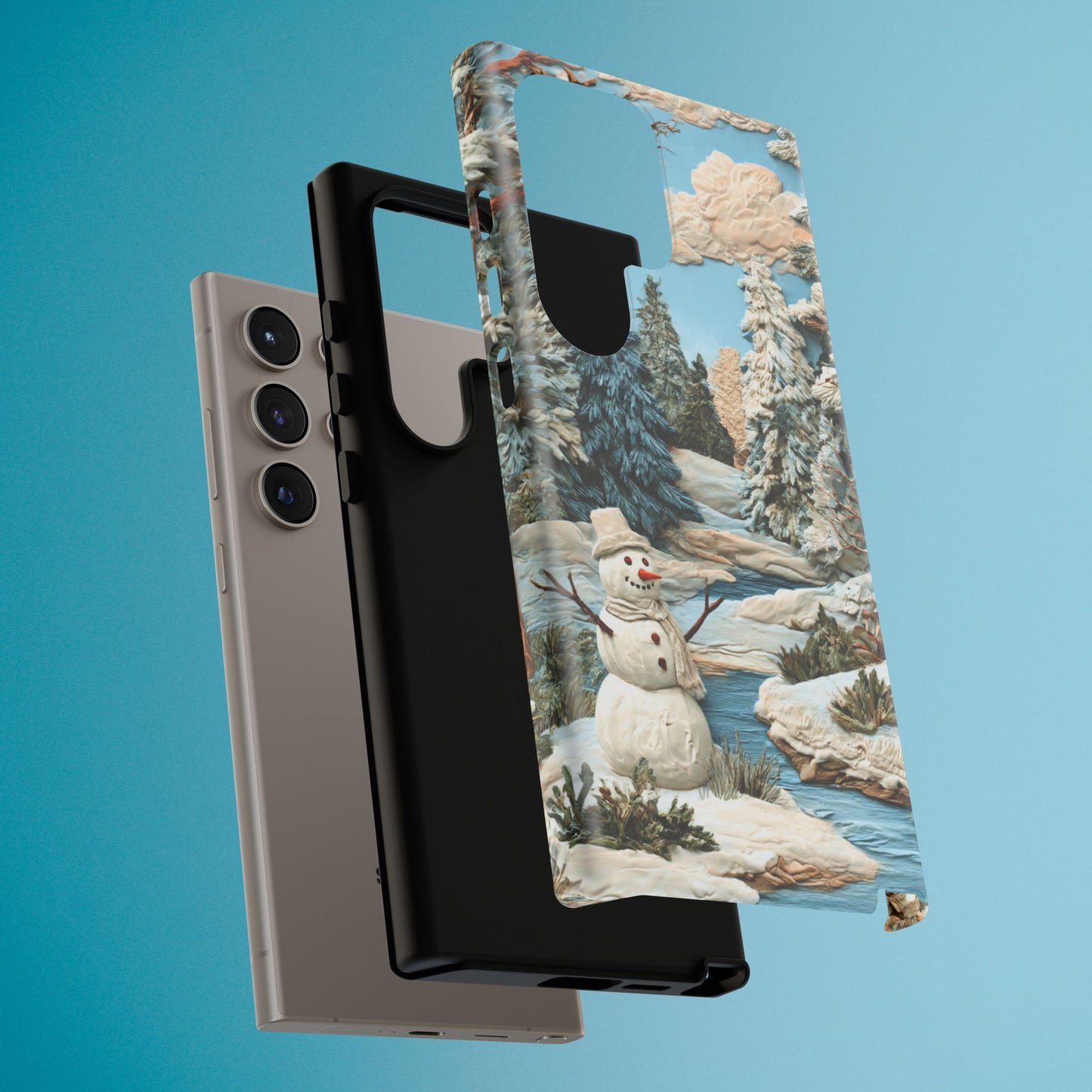 Snowman Winter Scene Phone Case Christmas Holiday Cover for iPhone Samsung Pixel