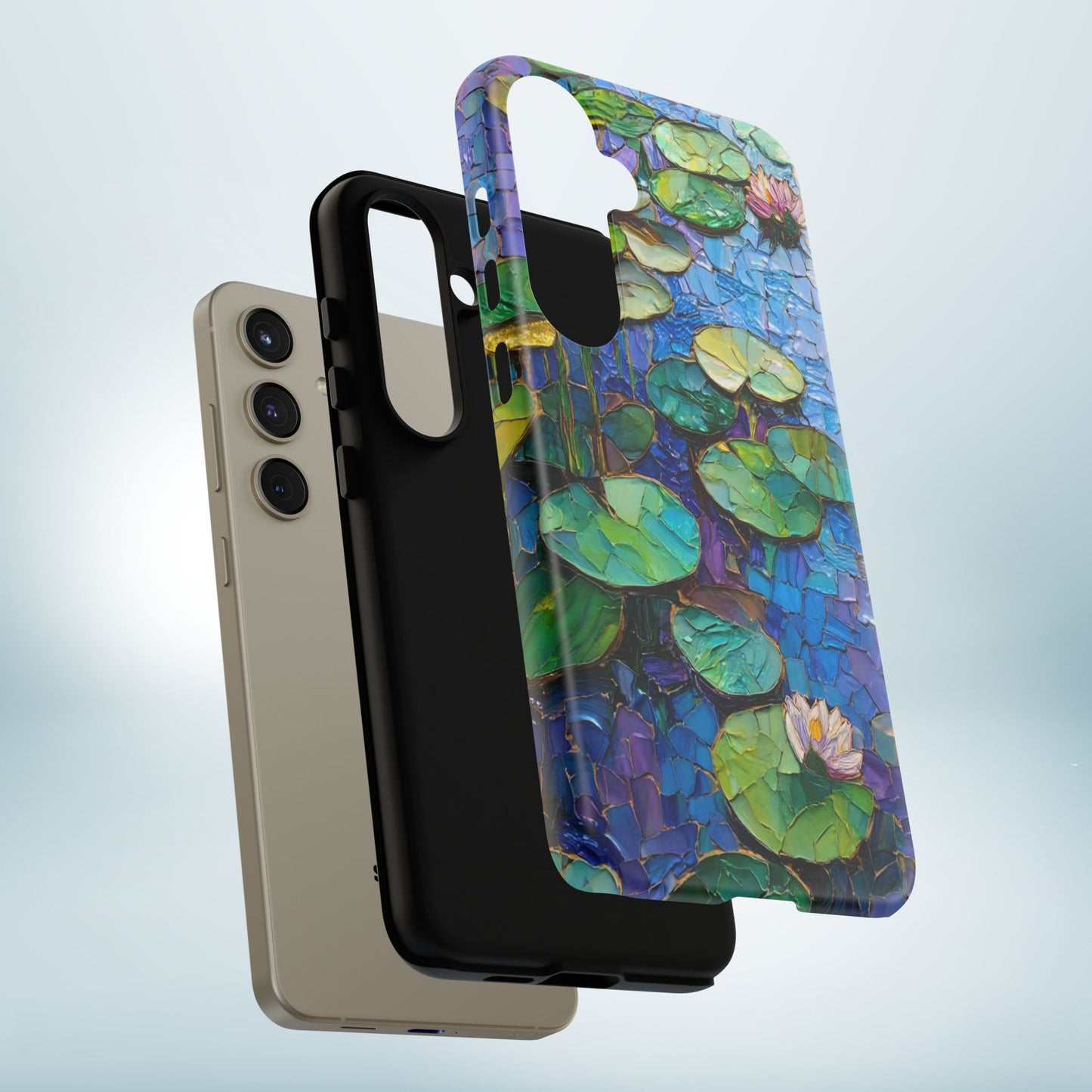 Lily Pad Phone Case, Impressionist Mosaic Botanical Cover, iPhone 15 16 17 Pro Air, Google Pixel 7 8 9 Pro, Samsung S23 S24 S25 S26 Ultra