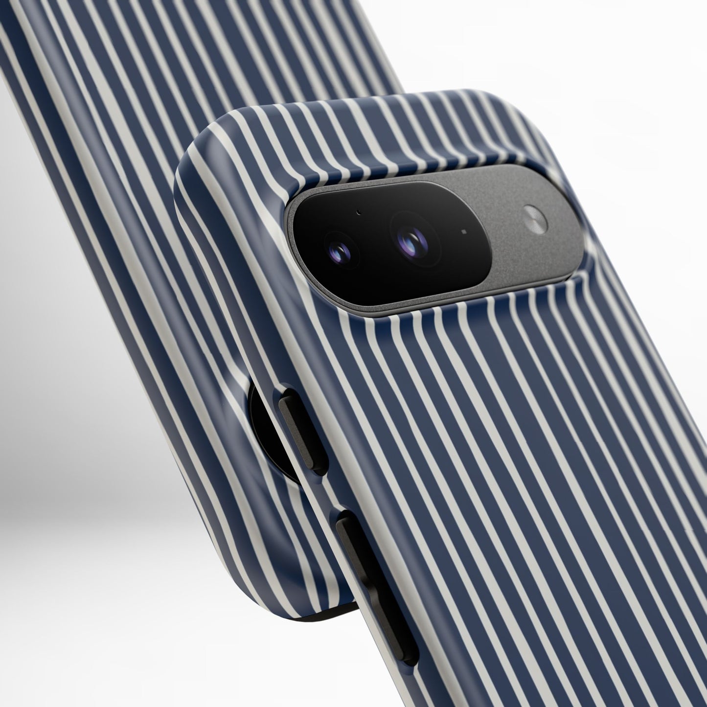 Navy Striped Phone Case | Minimalist Blue and White Stripe Design, Nautical Aesthetic Protective Cover