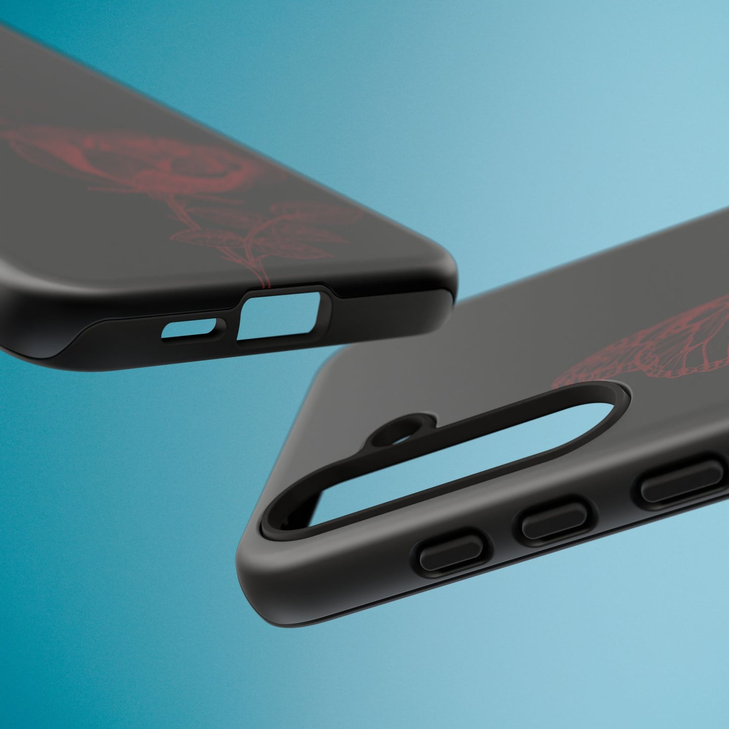 Black Rose and Butterfly Phone Case - Dark Academia Aesthetic Gothic iPhone, Galaxy and Pixel Cover