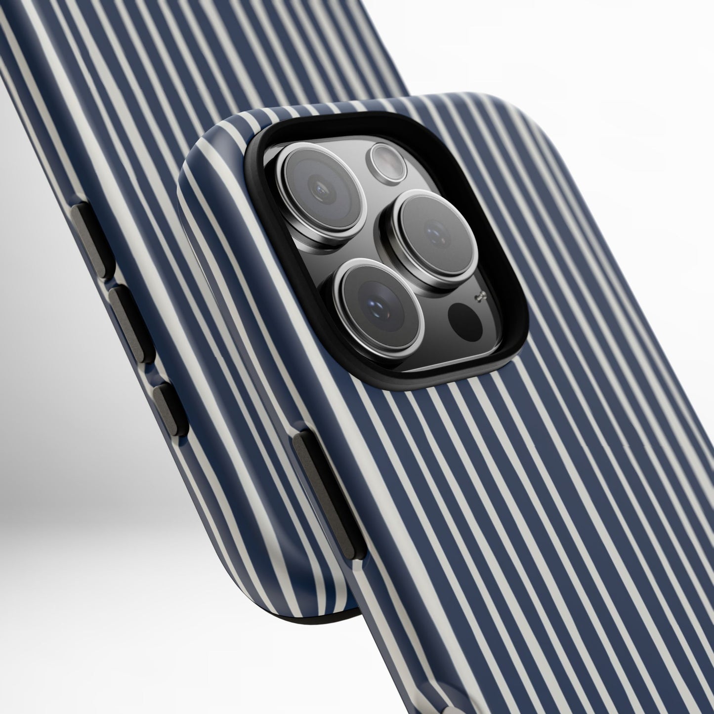 Navy Striped Phone Case | Minimalist Blue and White Stripe Design, Nautical Aesthetic Protective Cover