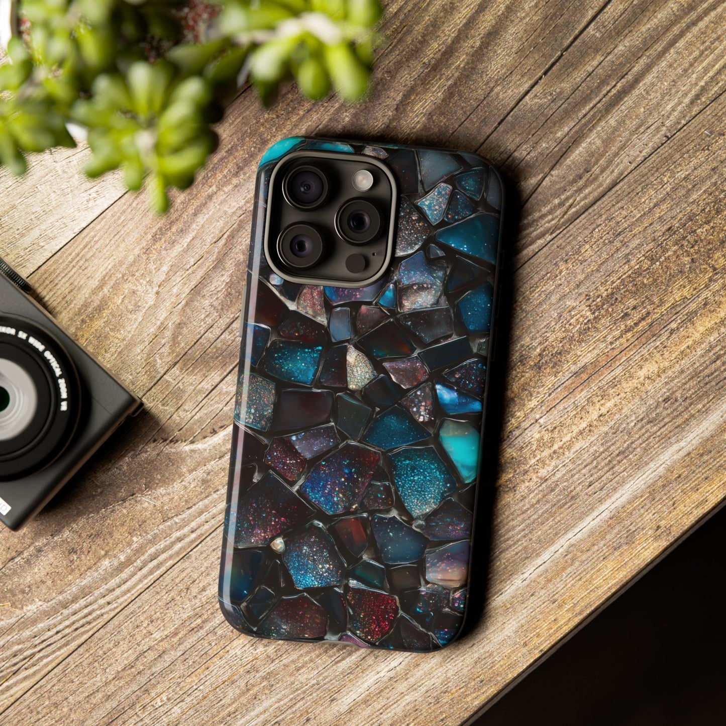 Gemstone Mosaic Phone Case, Crystal Stone Aesthetic Cover, Tough Protective Case for iPhone, Samsung, Pixel