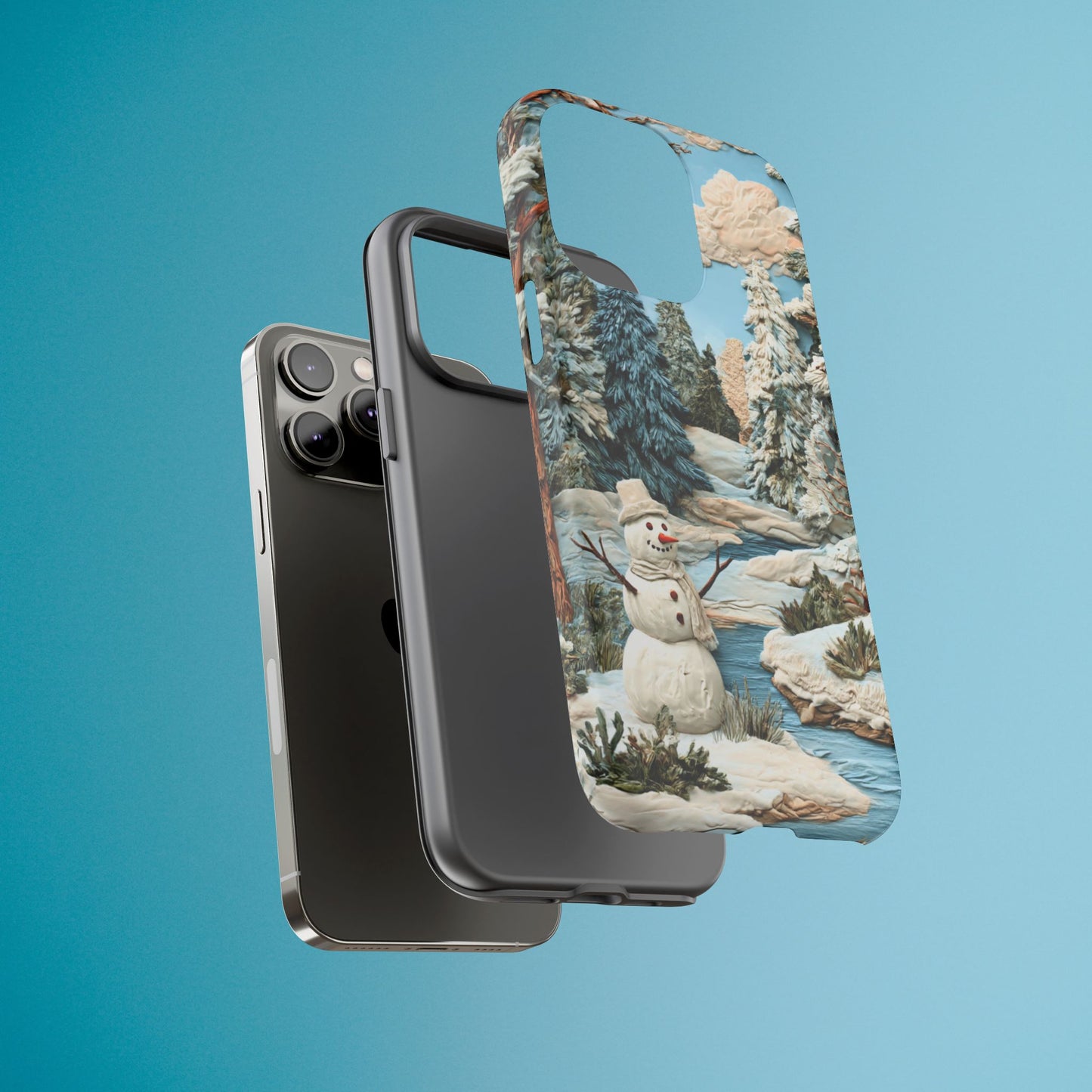 Snowman Winter Scene Phone Case Christmas Holiday Cover for iPhone Samsung Pixel