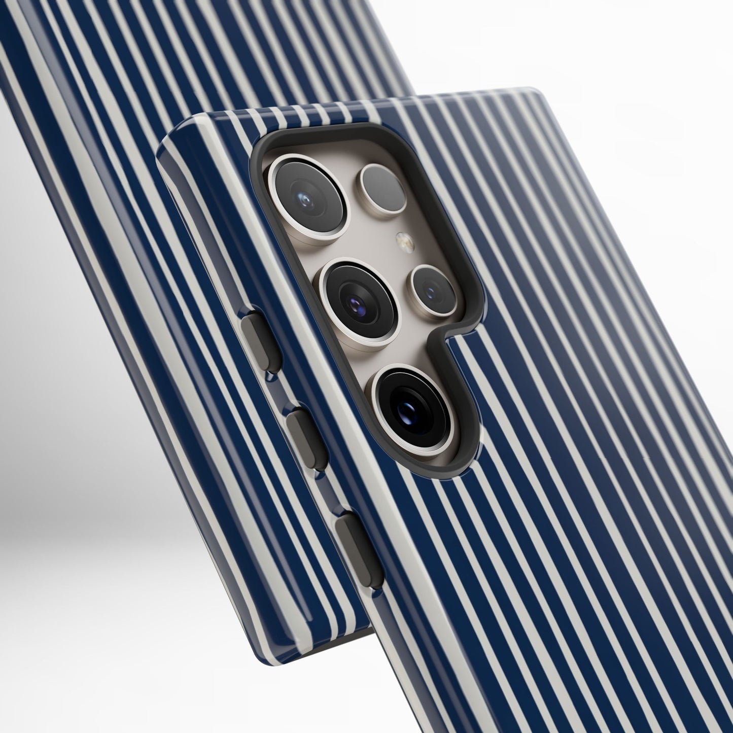 Navy Striped Phone Case | Minimalist Blue and White Stripe Design, Nautical Aesthetic Protective Cover