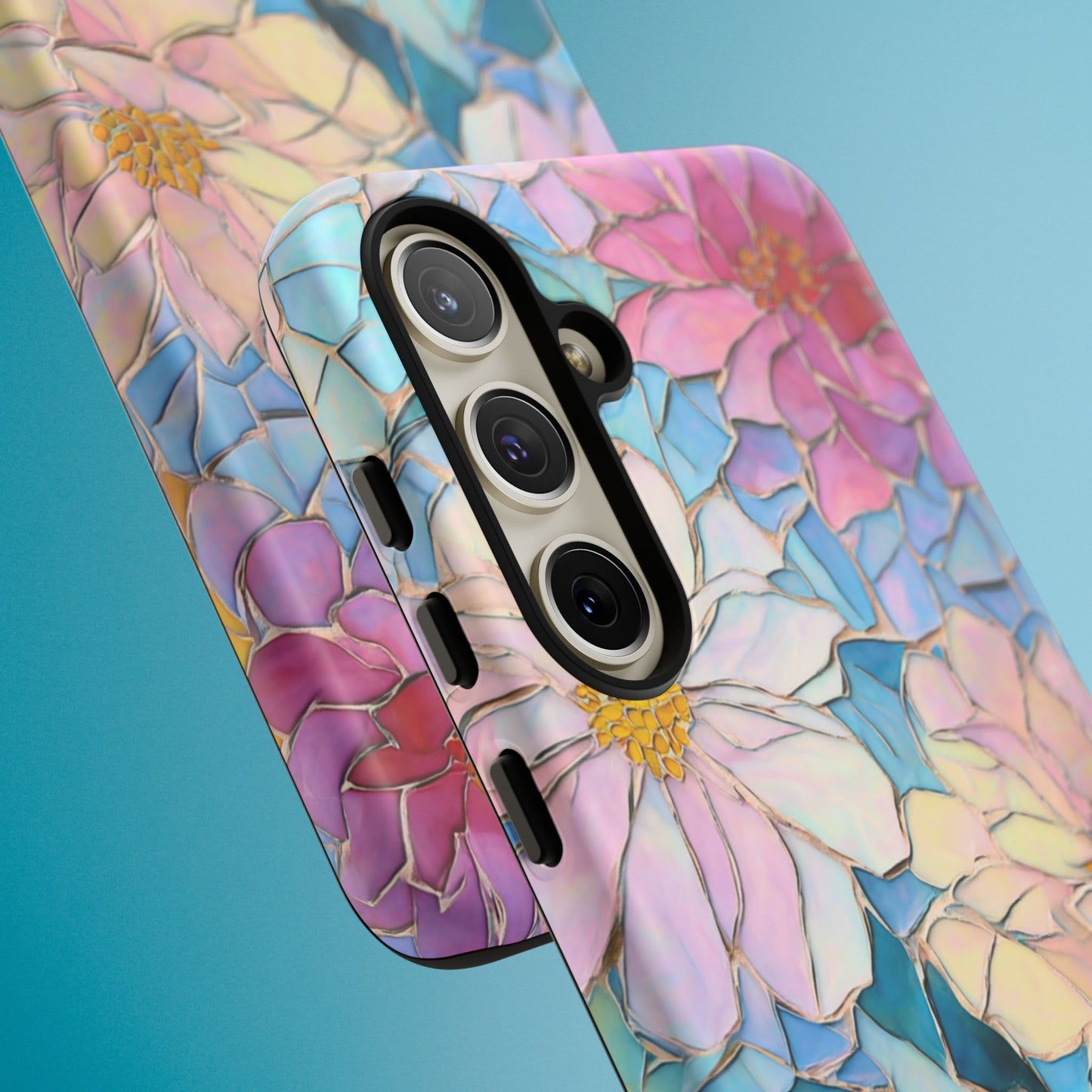 Floral Mosaic Phone Case, Colorful Flower Art Cover, Protective iPhone Samsung Pixel Case, New Phone Accessory, Gift for Friend