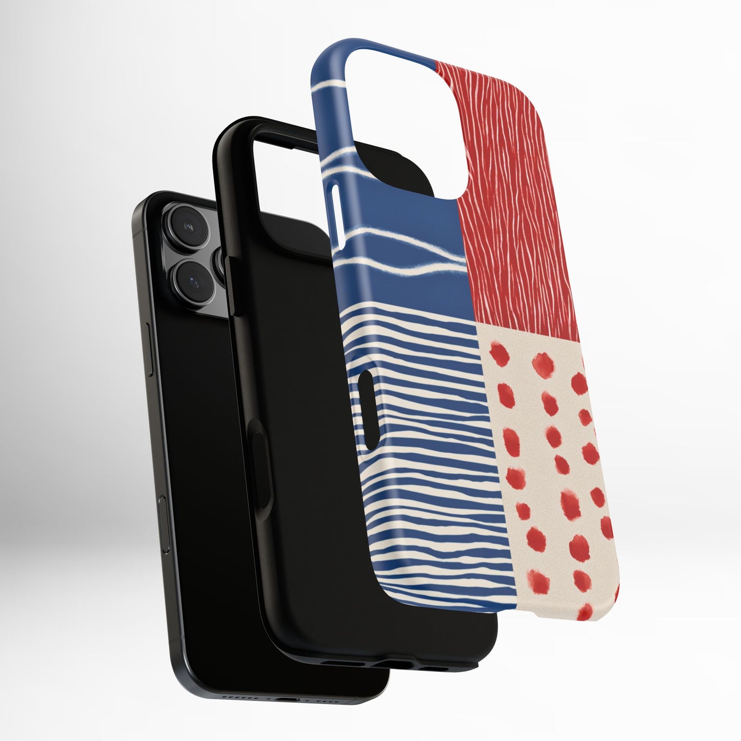 Abstract Geometric Phone Case | Red, Blue & White Pattern Cover for iPhone, Galaxy, Pixel