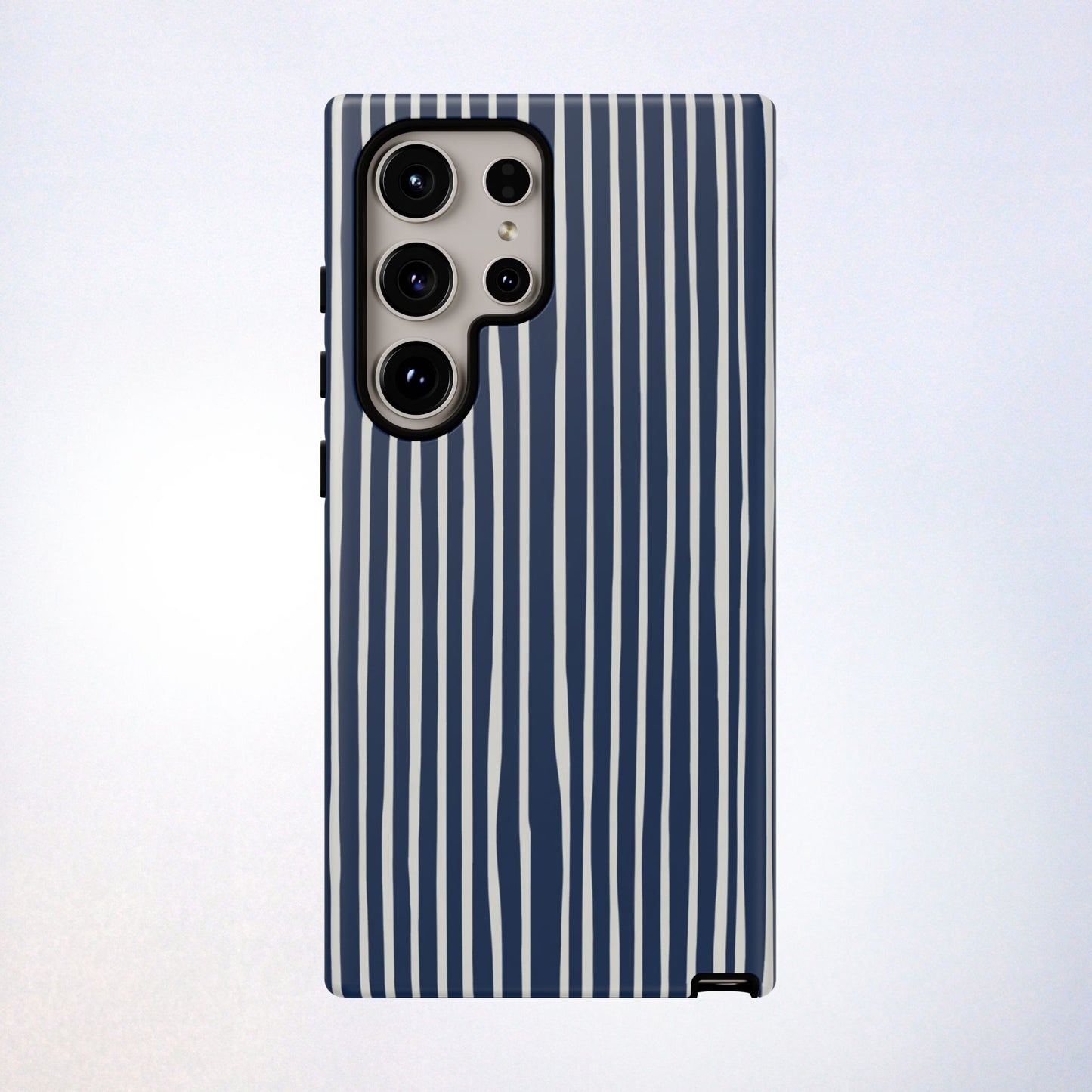 Navy Striped Phone Case | Minimalist Blue and White Stripe Design, Nautical Aesthetic Protective Cover