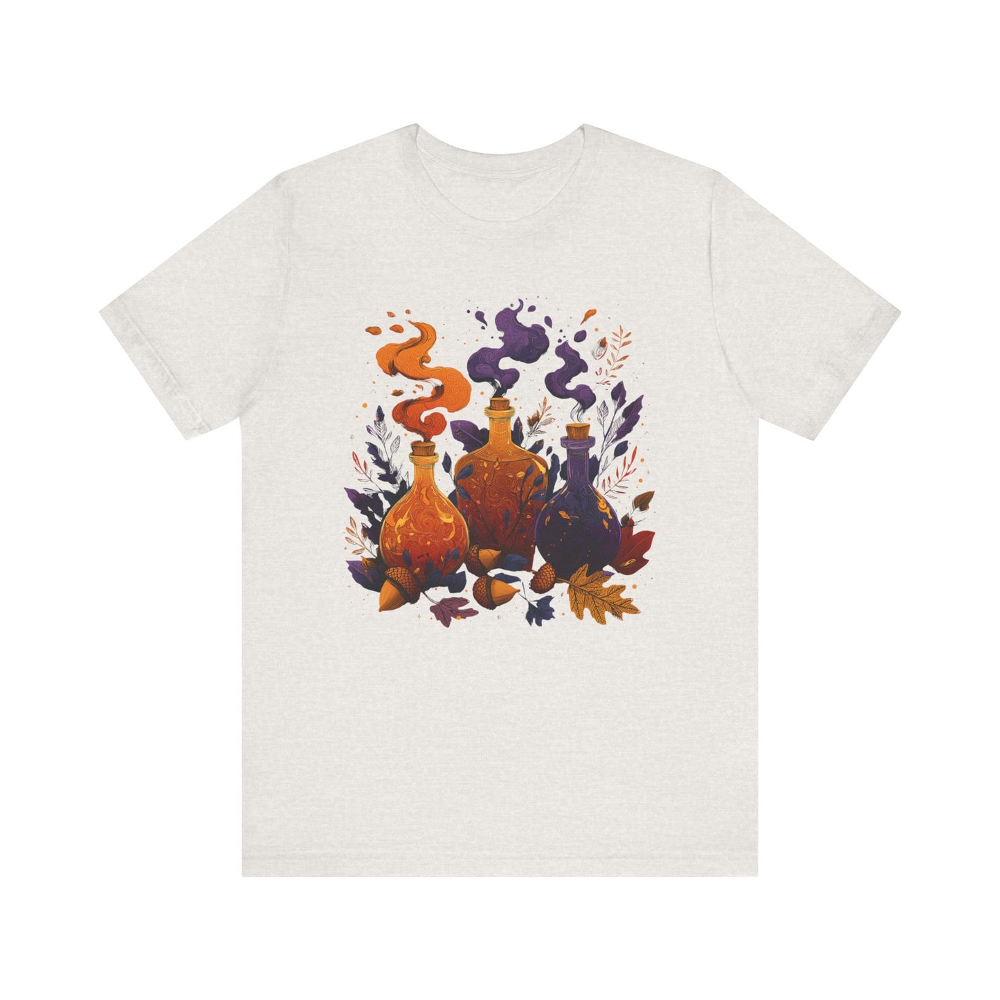 Potion Bottles T-Shirt Witchy Halloween Graphic Tee, Gothic Fall Aesthetic Shirt, Magical Alchemy Spell Bottle Design, Pagan Wiccan Clothing