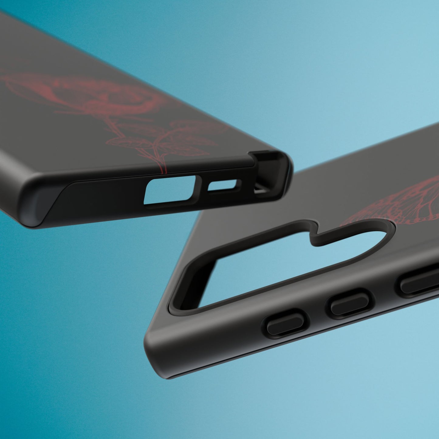 Black Rose and Butterfly Phone Case - Dark Academia Aesthetic Gothic iPhone, Galaxy and Pixel Cover