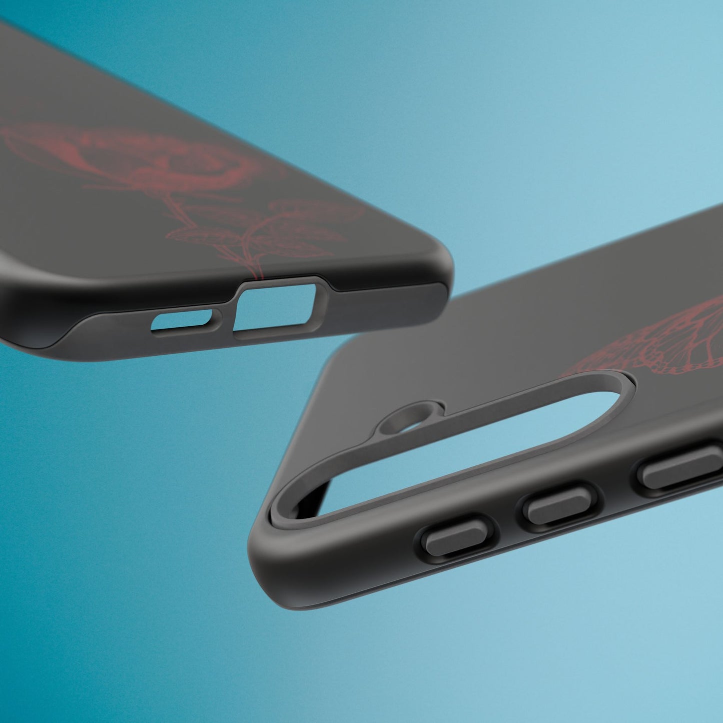 Black Rose and Butterfly Phone Case - Dark Academia Aesthetic Gothic iPhone, Galaxy and Pixel Cover