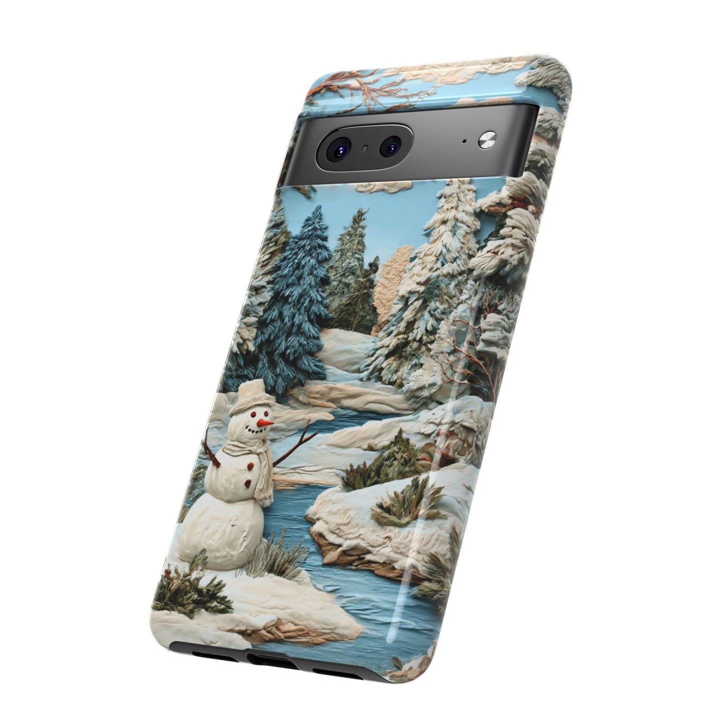 Snowman Winter Scene Phone Case Christmas Holiday Cover for iPhone Samsung Pixel