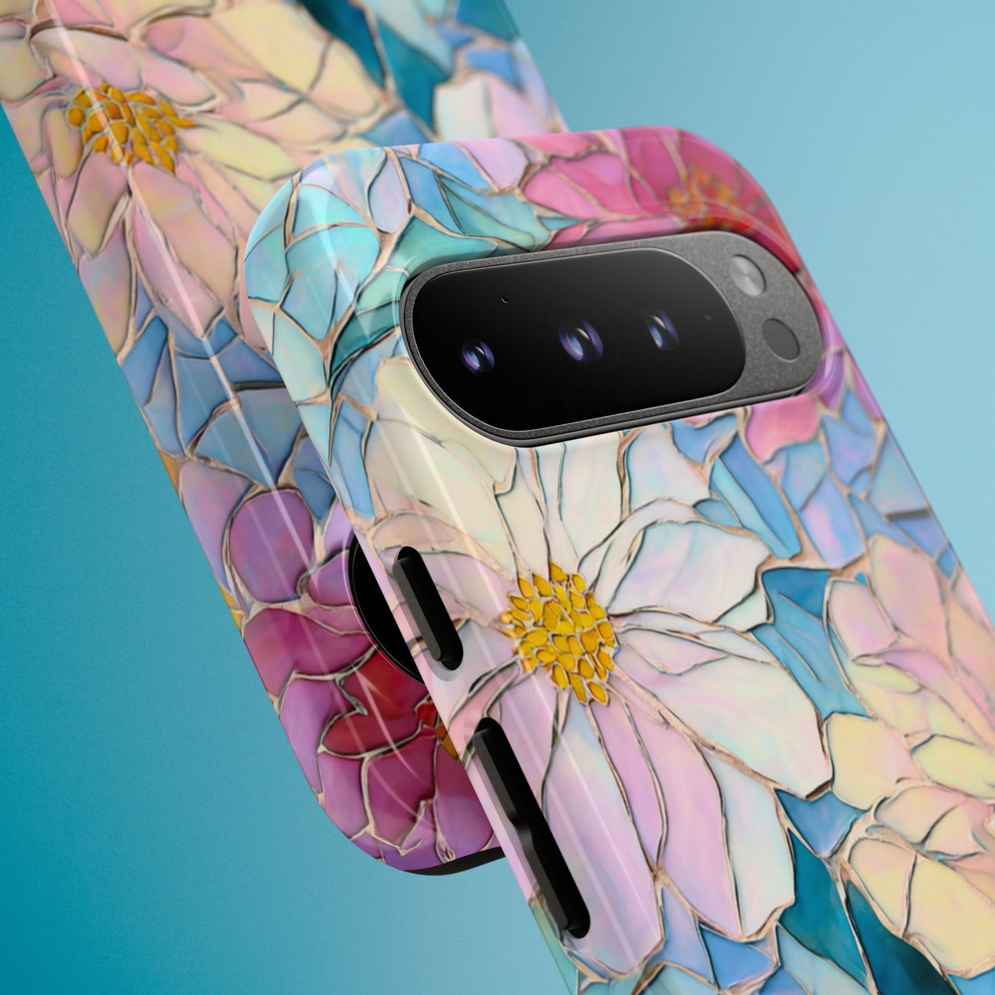 Floral Mosaic Phone Case, Colorful Flower Art Cover, Protective iPhone Samsung Pixel Case, New Phone Accessory, Gift for Friend