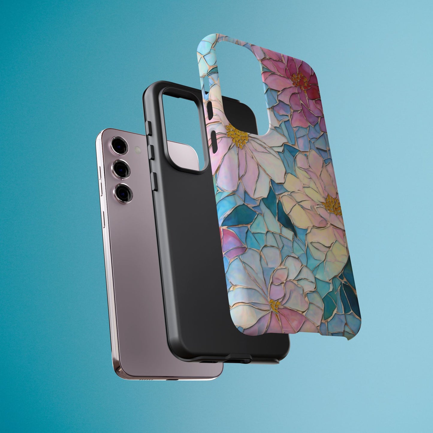 Floral Mosaic Phone Case, Colorful Flower Art Cover, Protective iPhone Samsung Pixel Case, New Phone Accessory, Gift for Friend