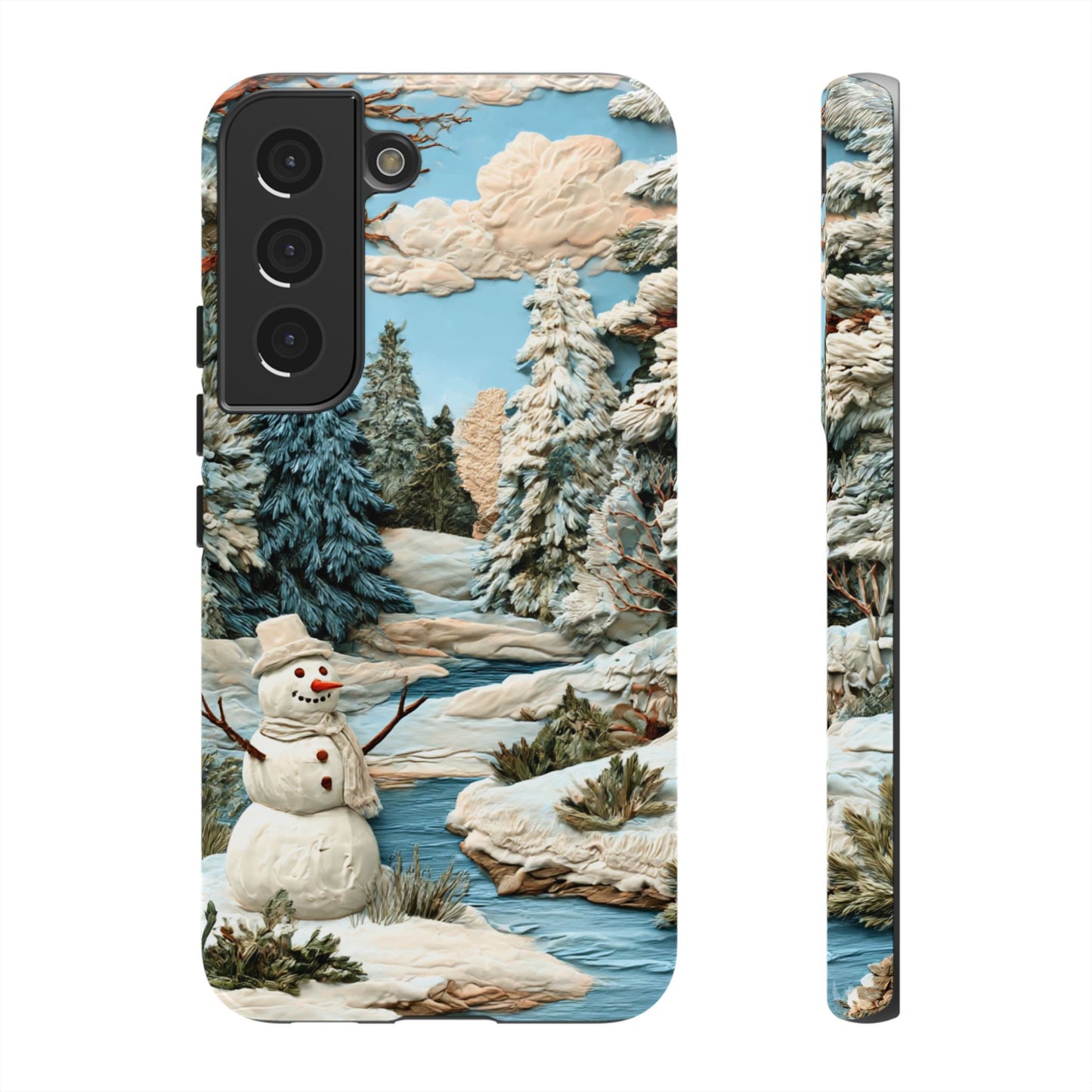 Snowman Winter Scene Phone Case Christmas Holiday Cover for iPhone Samsung Pixel