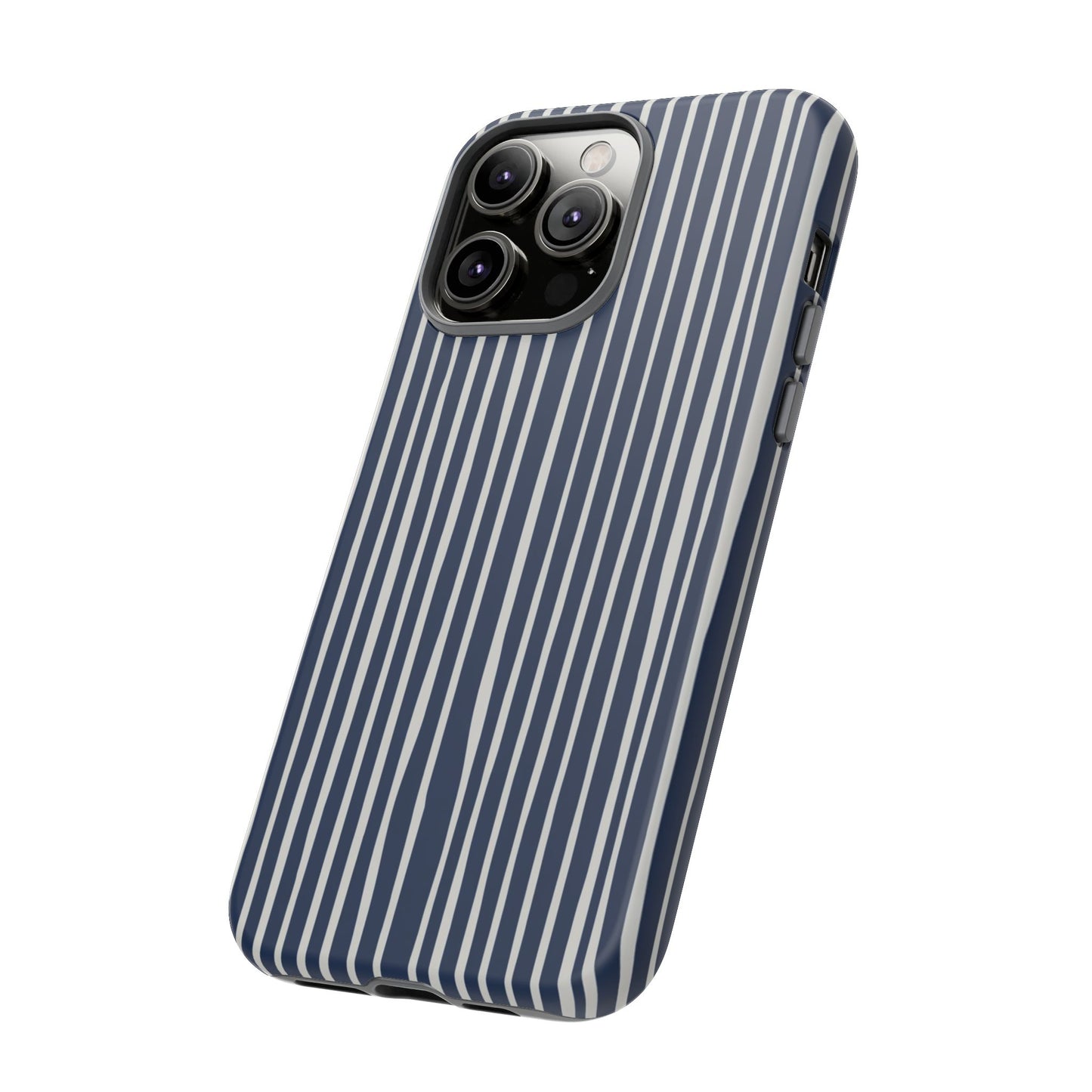 Navy Striped Phone Case | Minimalist Blue and White Stripe Design, Nautical Aesthetic Protective Cover