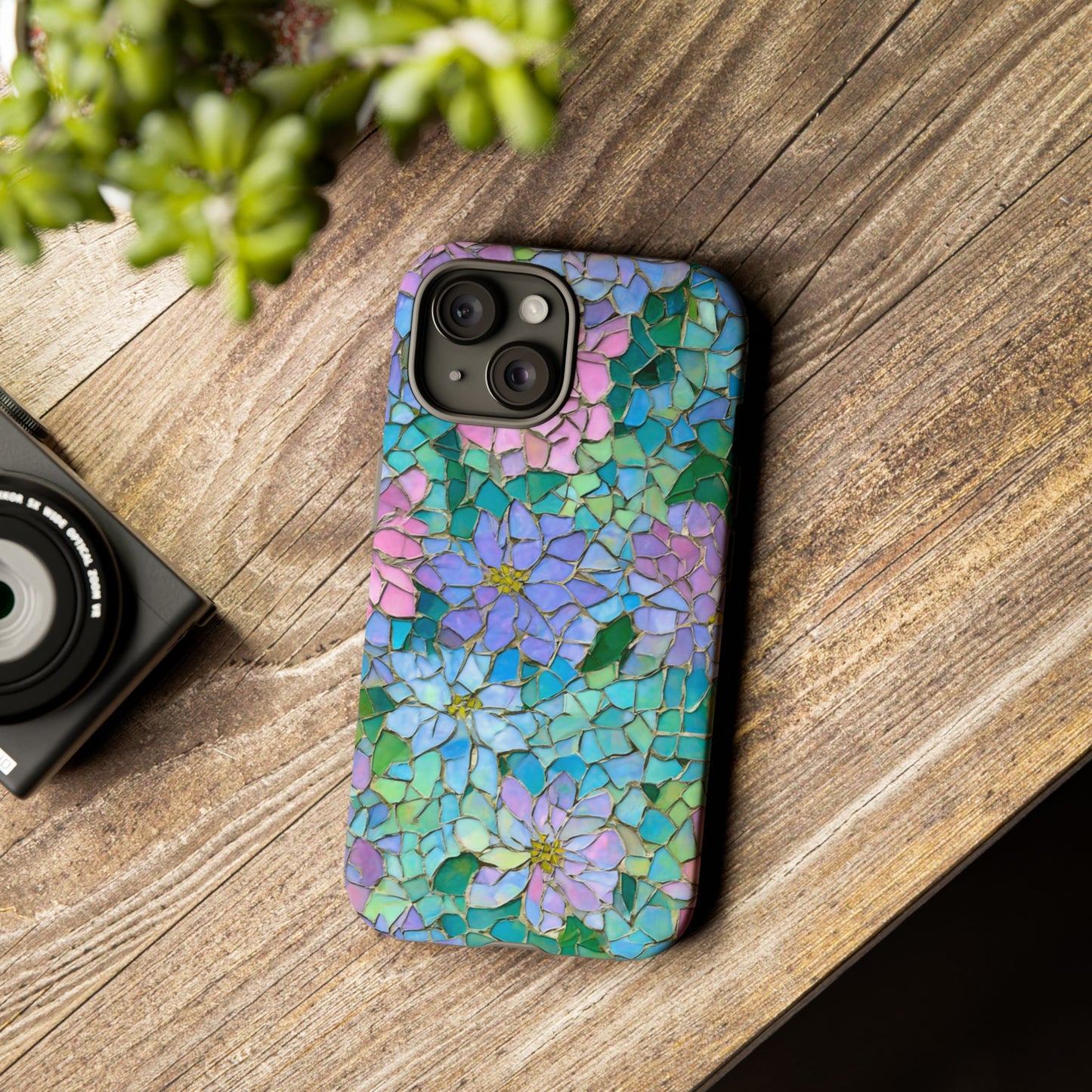 Mosaic Floral Phone Case, iPhone 17 Air Case, Pixel 9 Pro XL Cover, Samsung Galaxy 25 Plus Ultra Tough Case